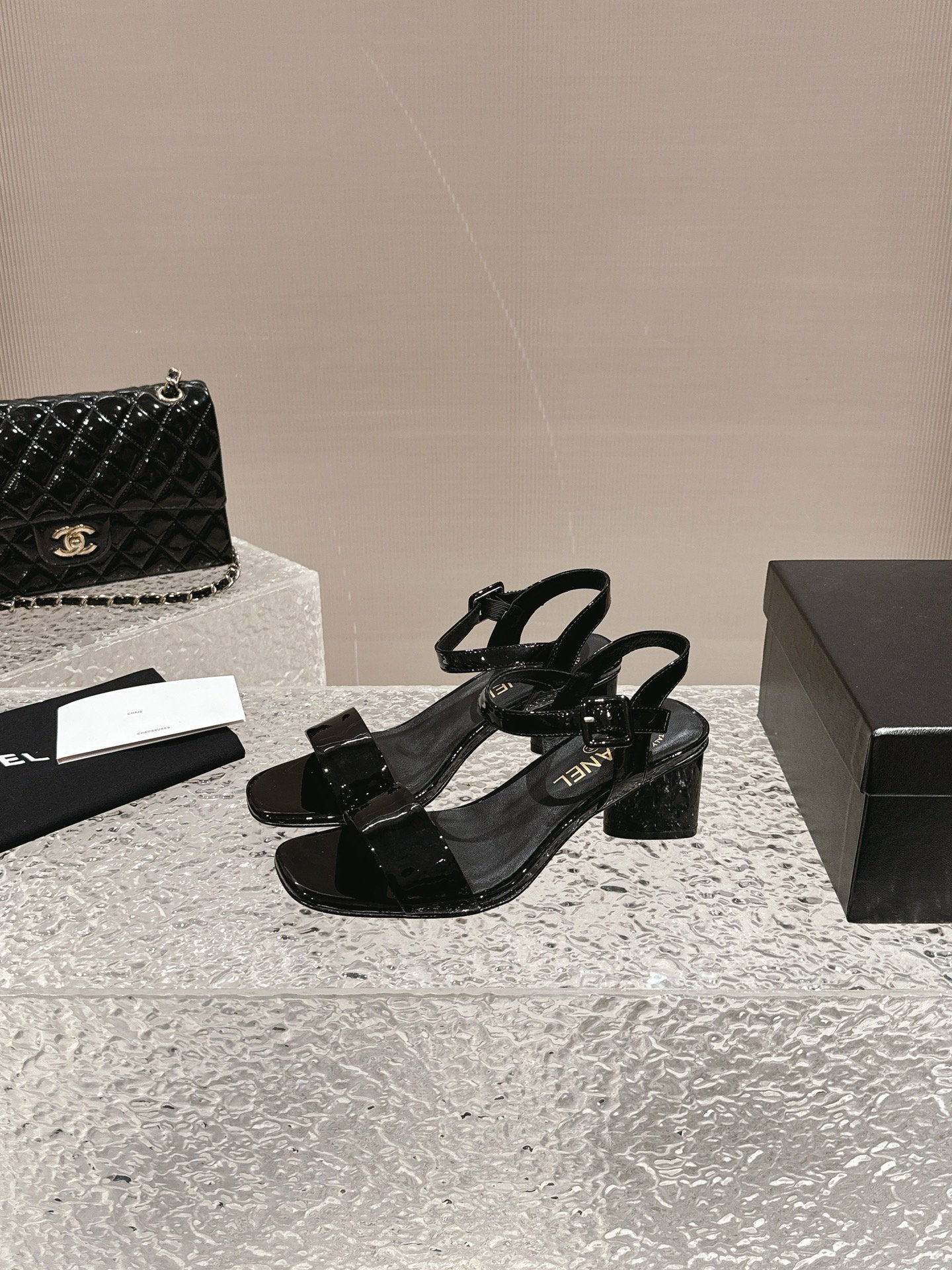 slingbacks sandal 60 black lambskin patent calfskin