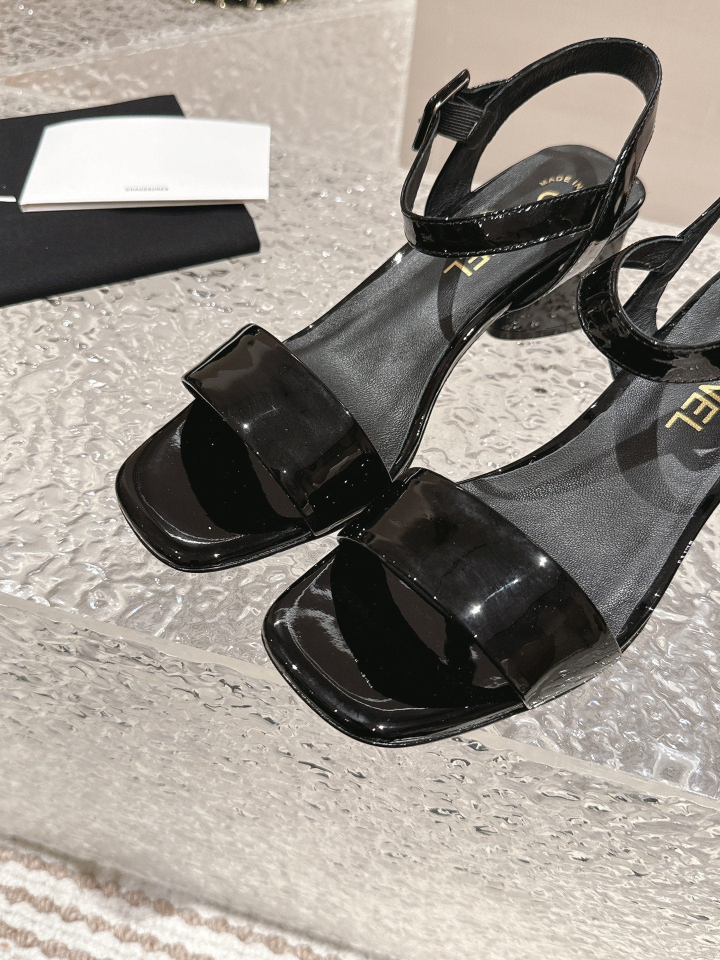 slingbacks sandal 60 black lambskin patent calfskin