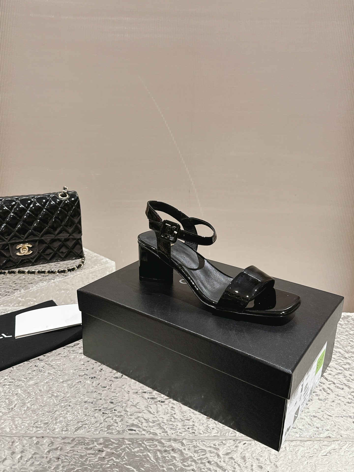 slingbacks sandal 60 black lambskin patent calfskin
