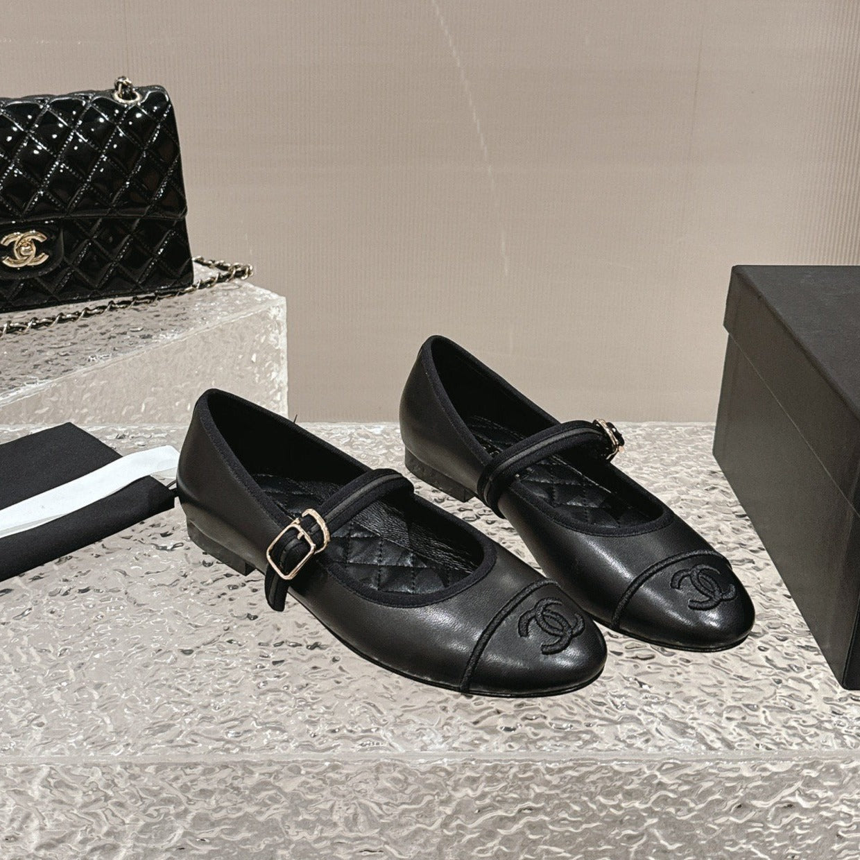 mary janes black lambskin