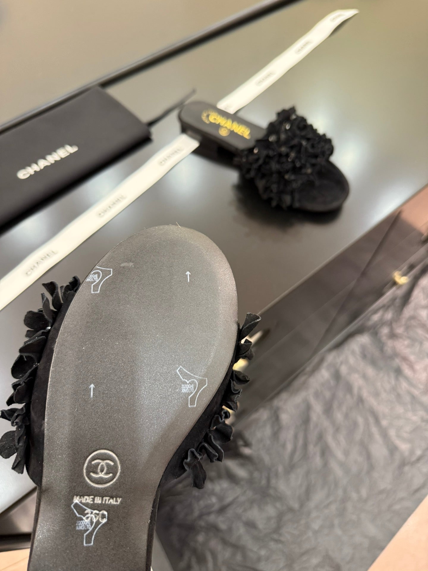 CC 25C Mules Black Suede Strass