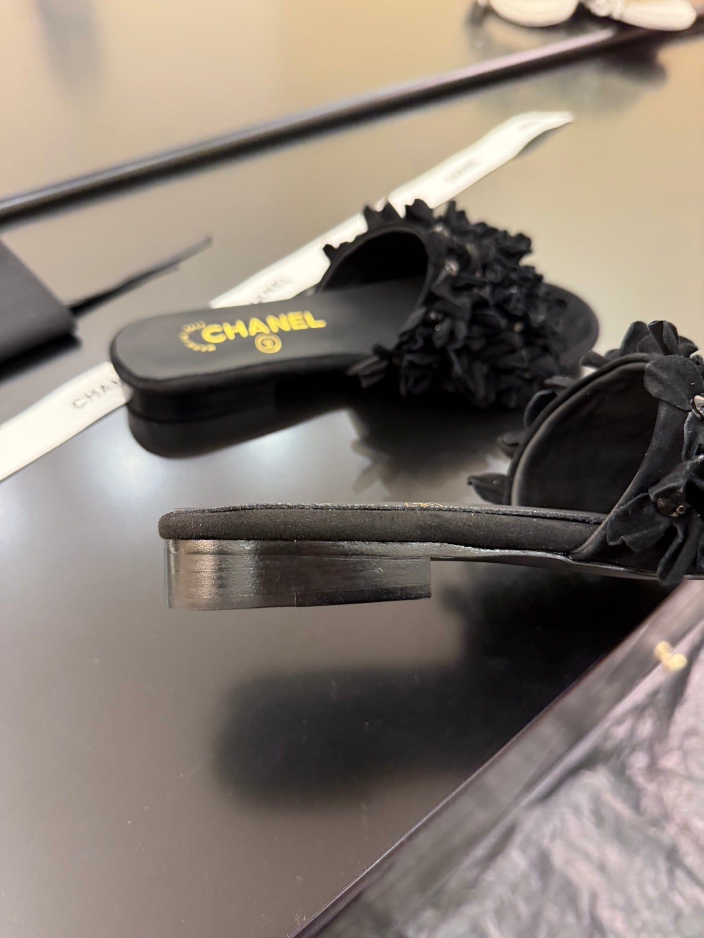 CC 25C Mules Black Suede Strass