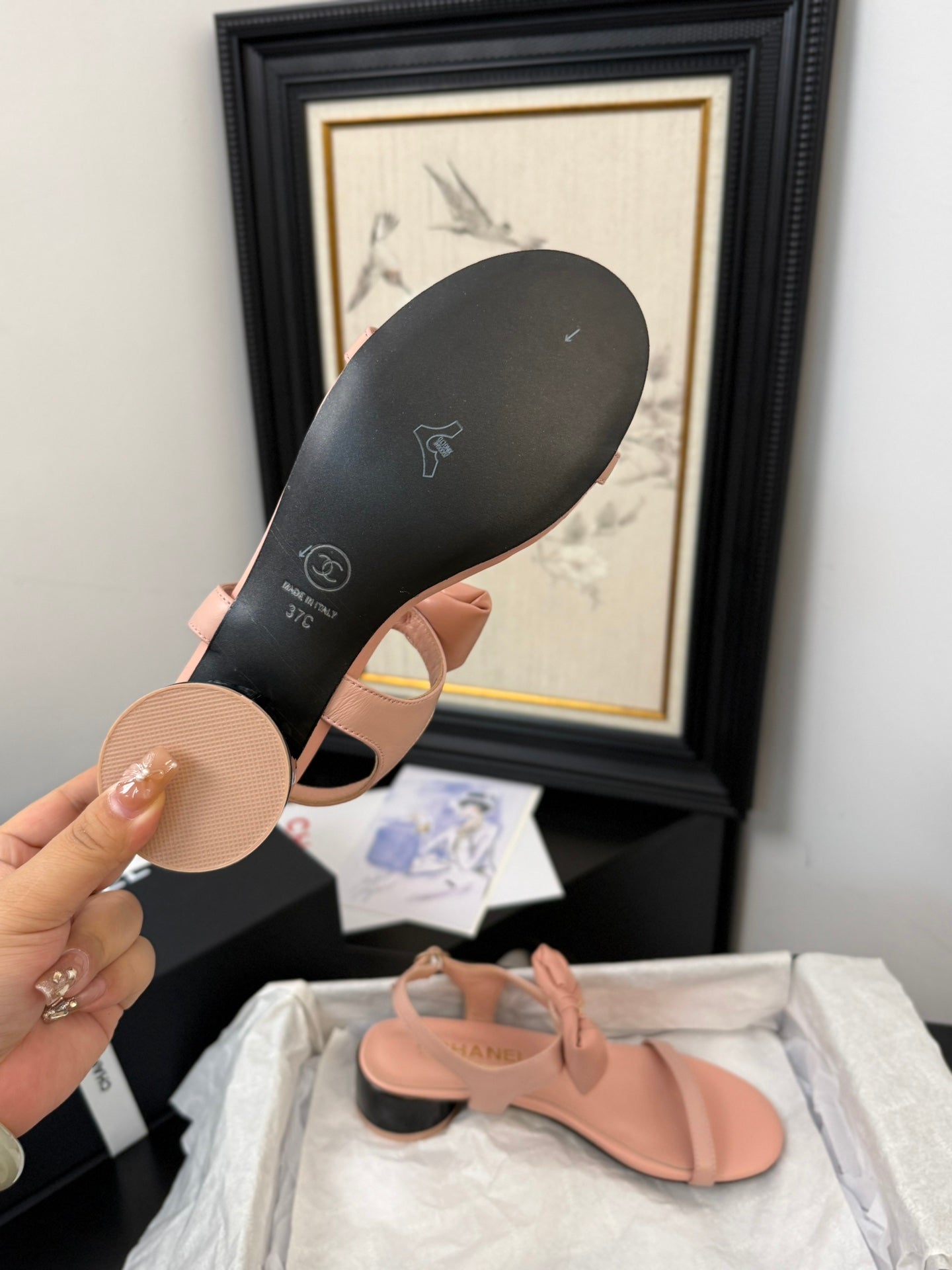 CC 25 Bow Attached Sandals Pink Sheepskin 233420