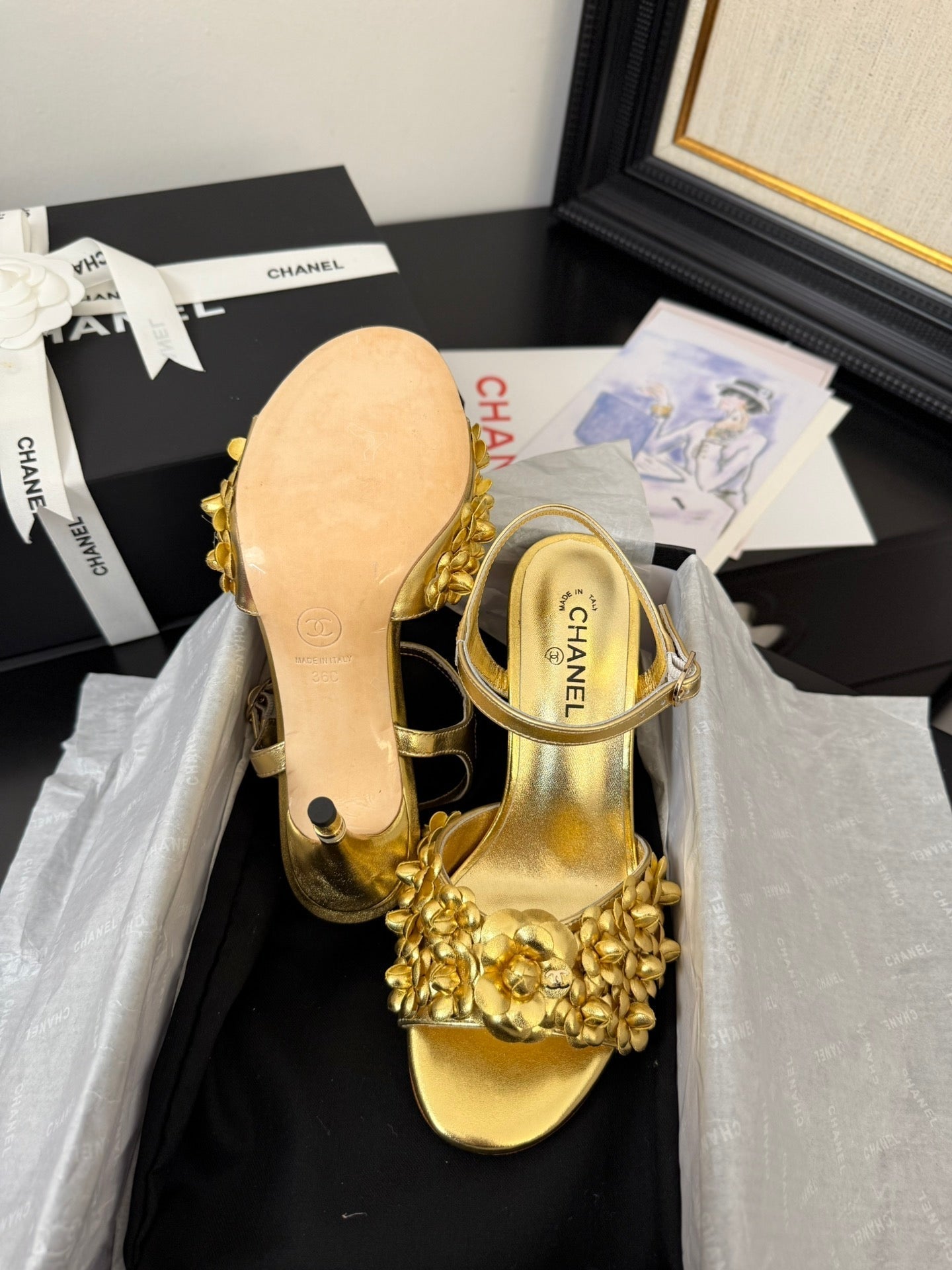 CC 25 Slingback Gold Lambskin 233402