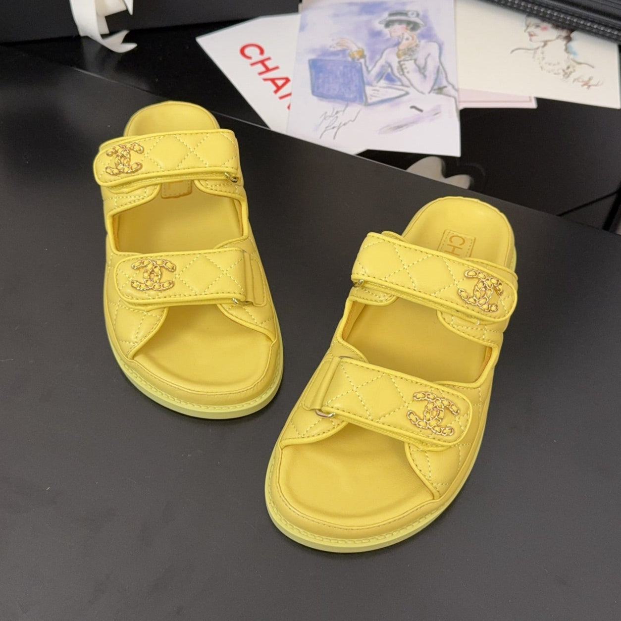 CC 25 Dad Sandal Mule Yellow Calfskin