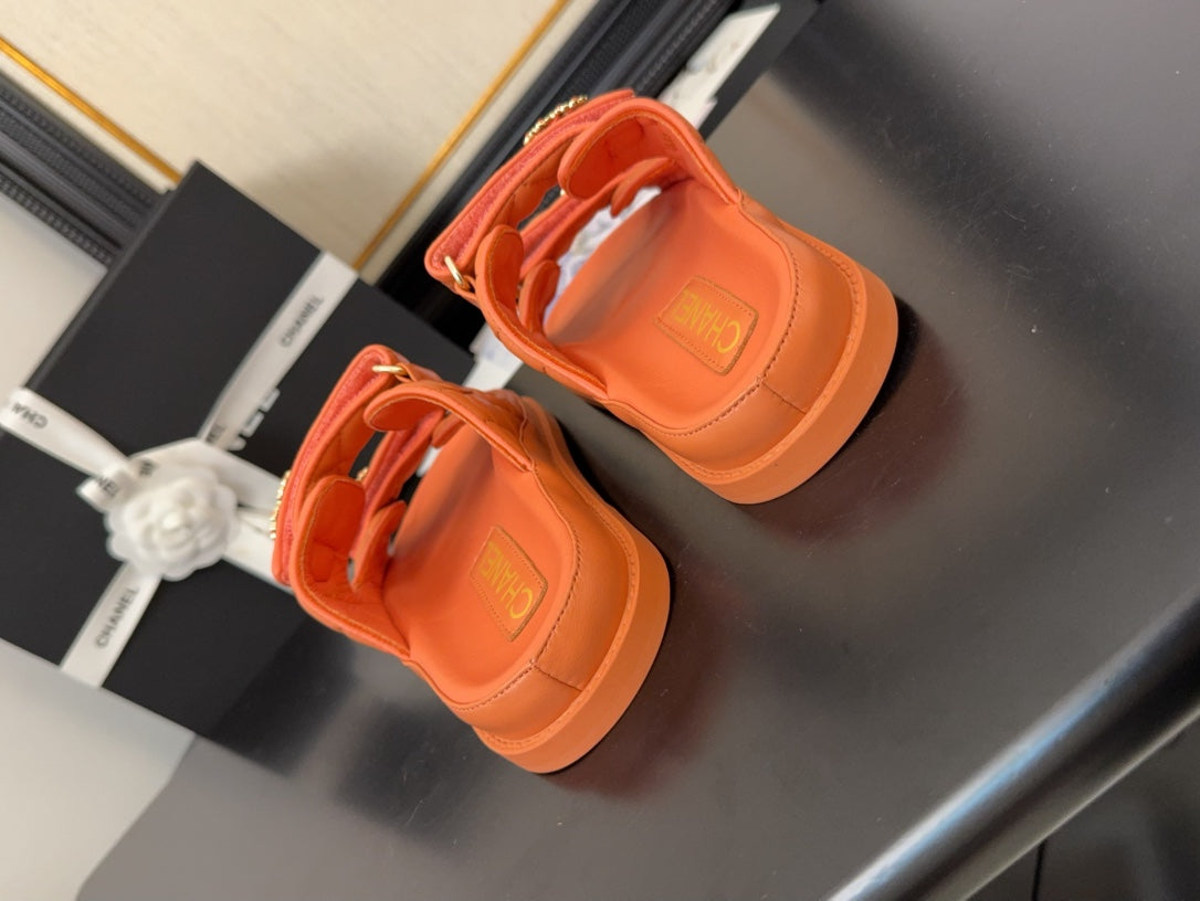 CC 25 Dad Sandal Mule Orange Calfskin