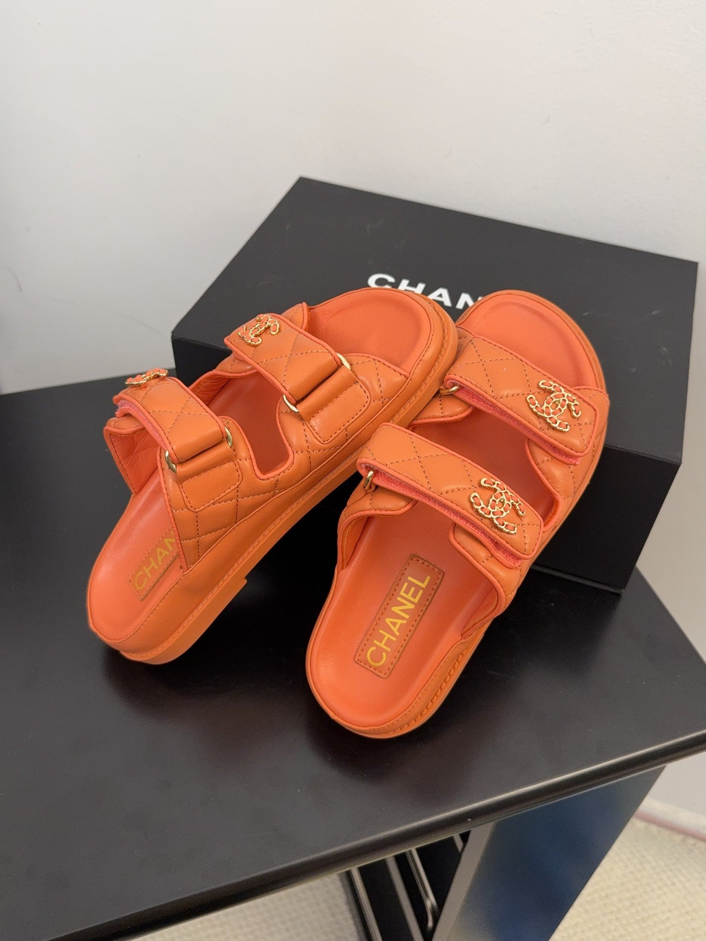 CC 25 Dad Sandal Mule Orange Calfskin