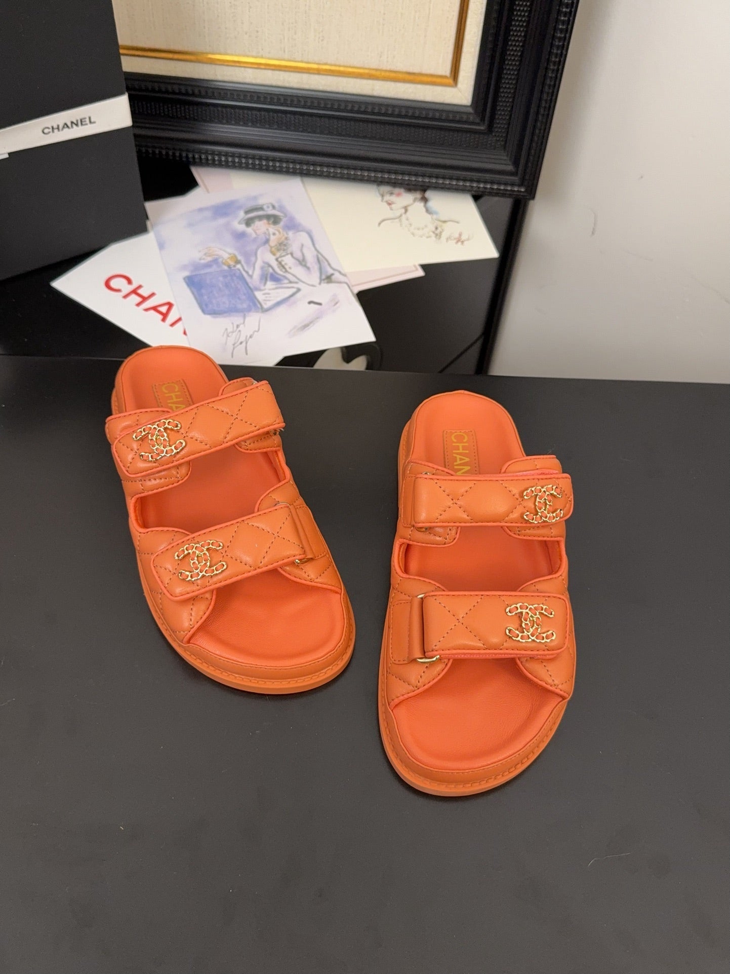 CC 25 Dad Sandal Mule Orange Calfskin