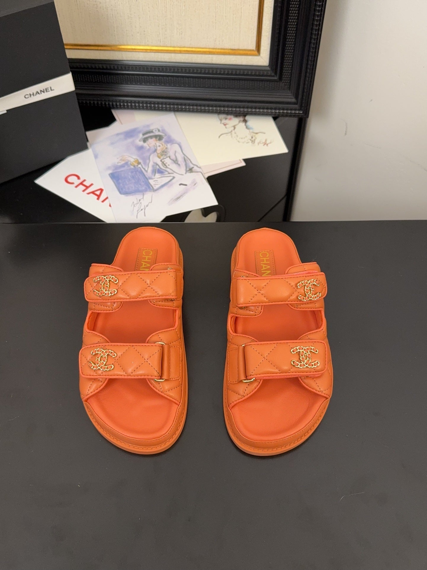 CC 25 Dad Sandal Mule Orange Calfskin
