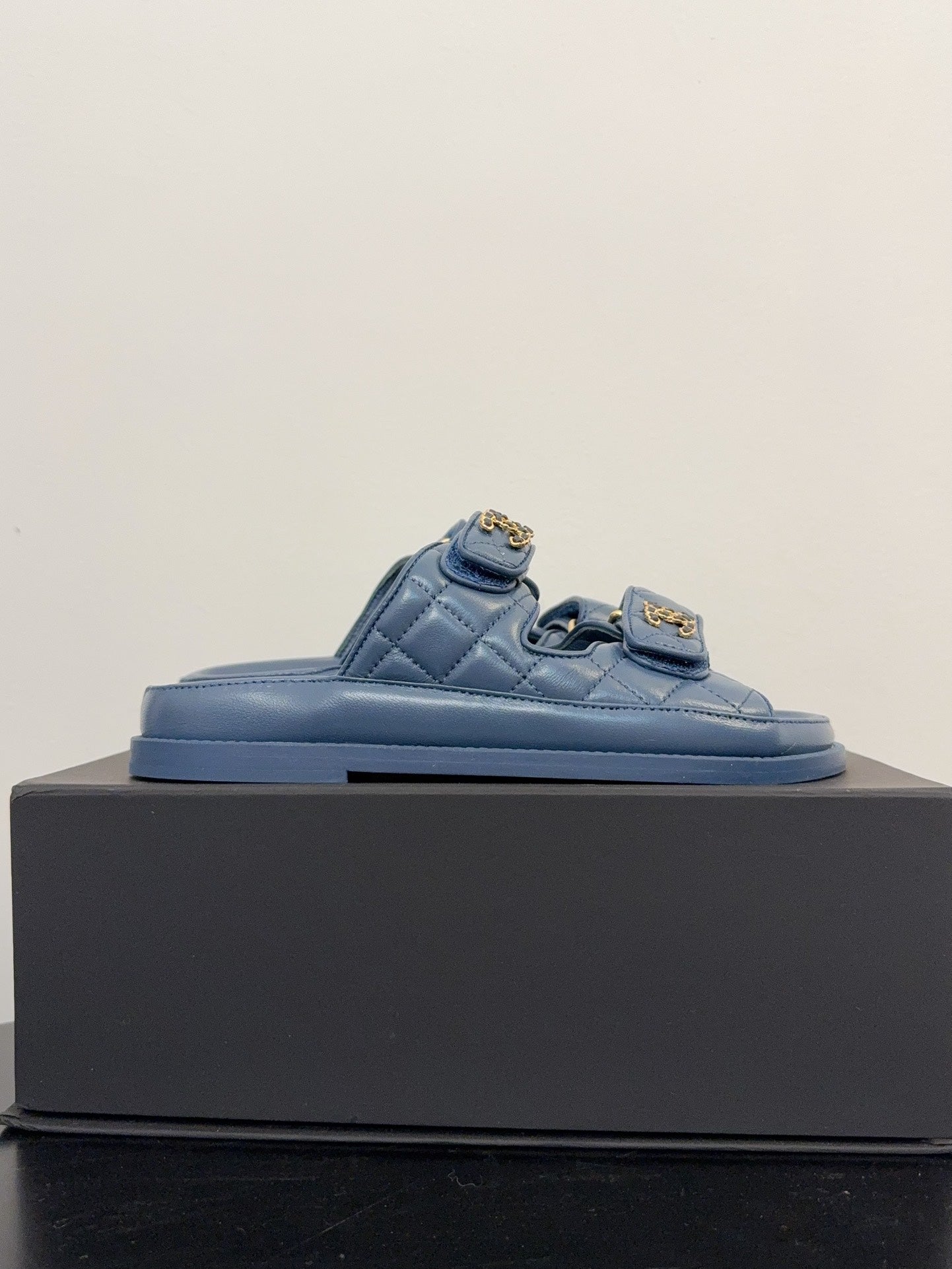 CC 25 Dad Sandal Mule Navy Blue Calfskin