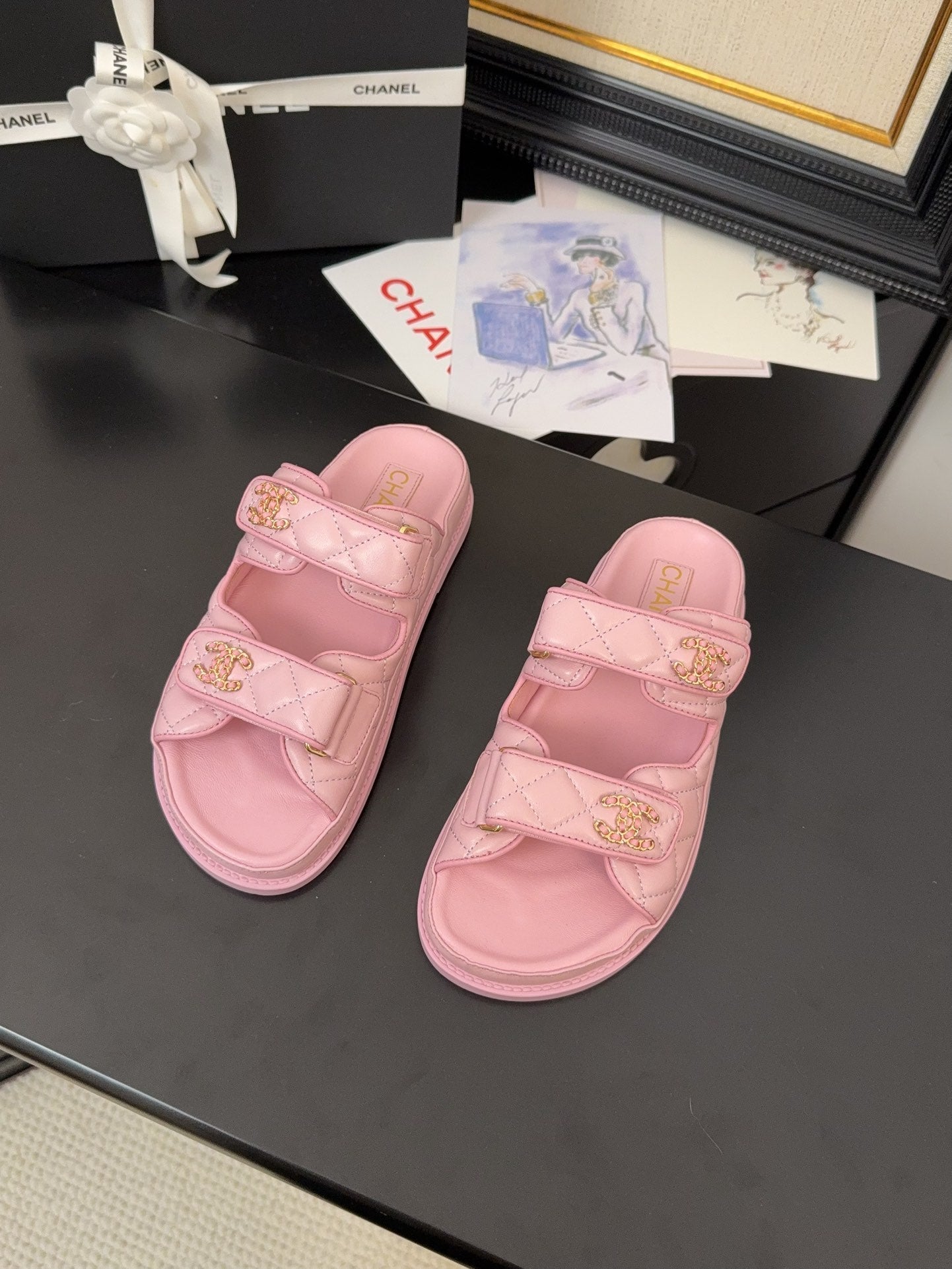 CC 25 Dad Sandal Mule Pink Calfskin