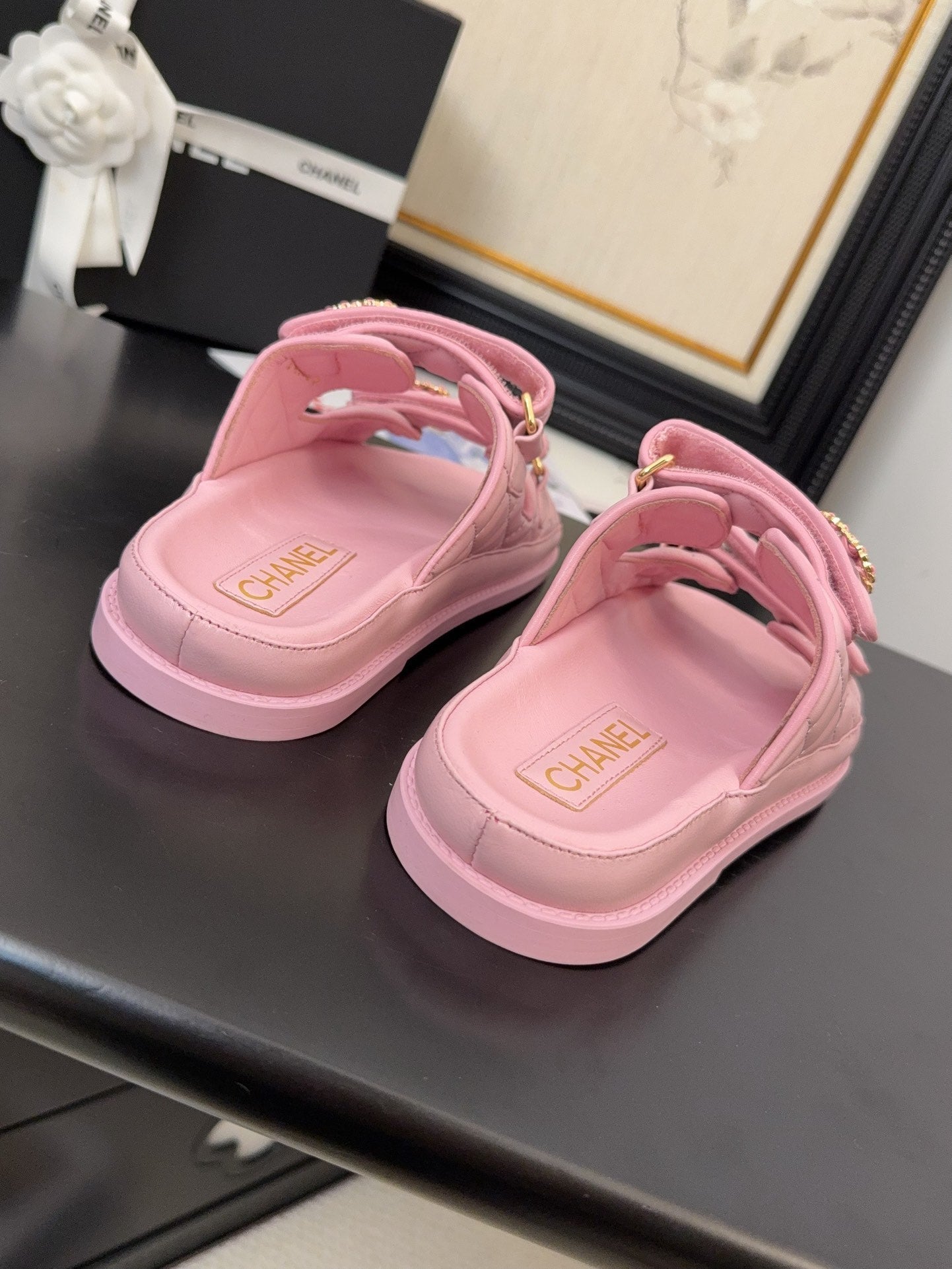 CC 25 Dad Sandal Mule Pink Calfskin