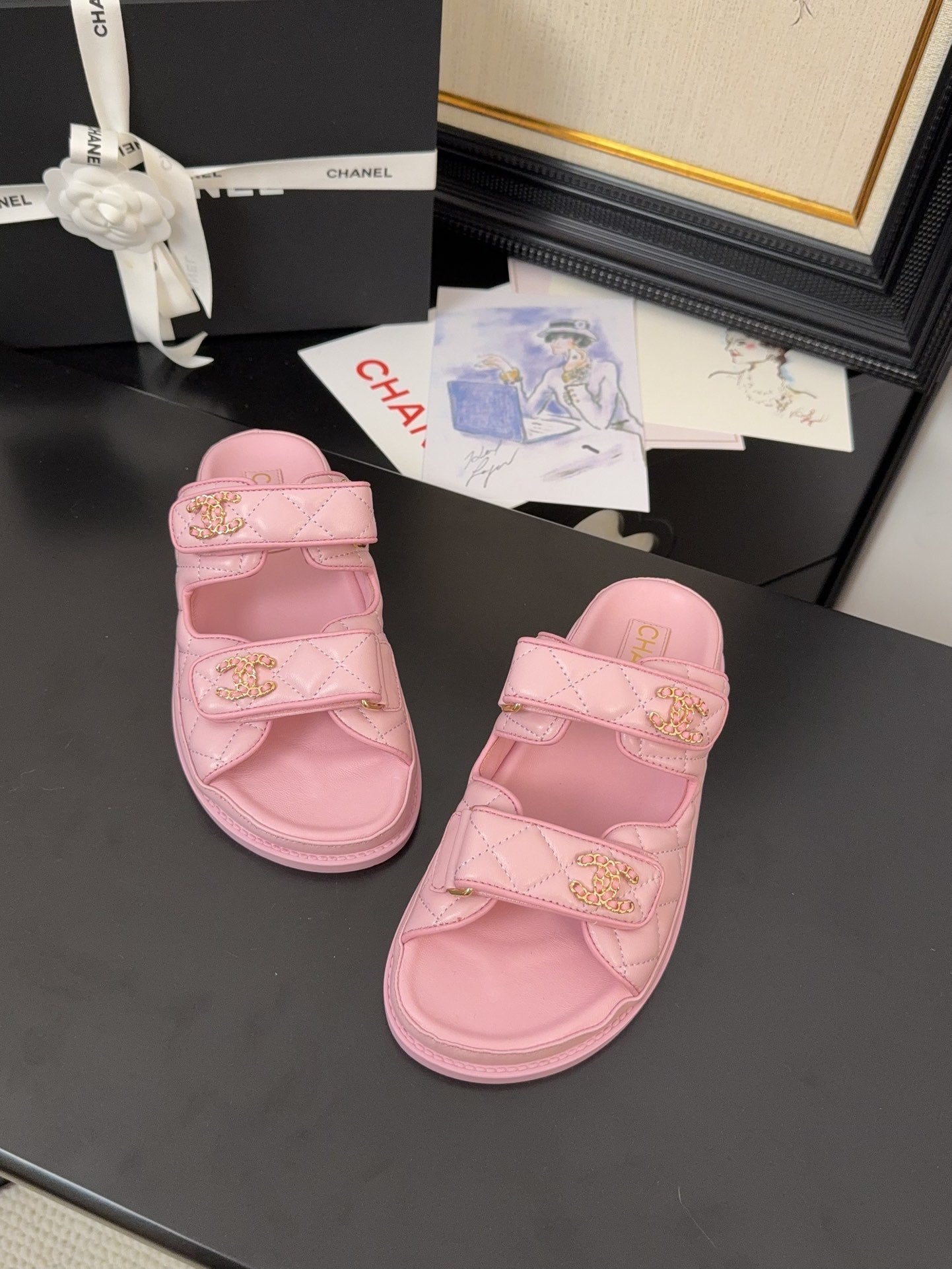 CC 25 Dad Sandal Mule Pink Calfskin