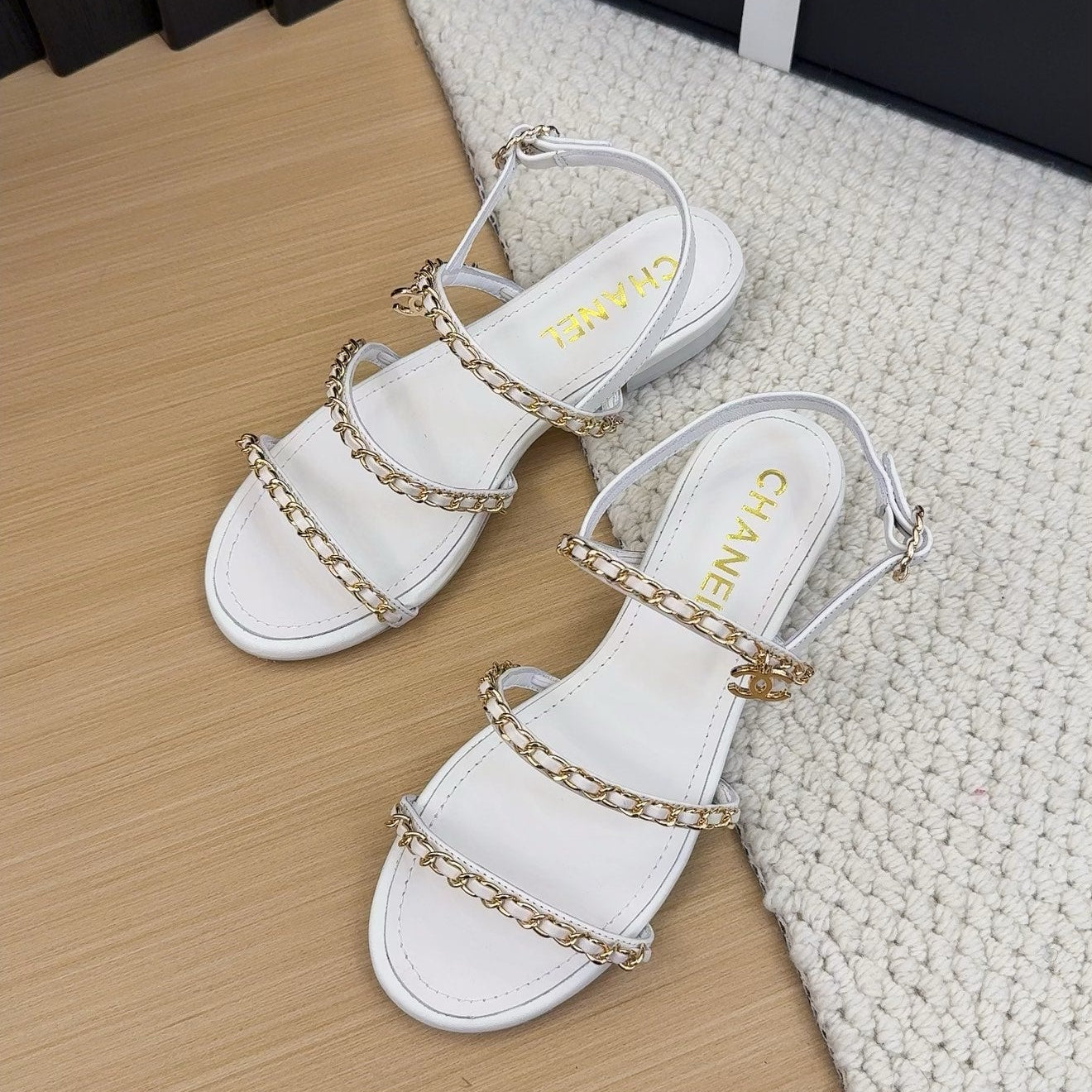 CC 25S Sandal Three Leather Strap White Calfskin