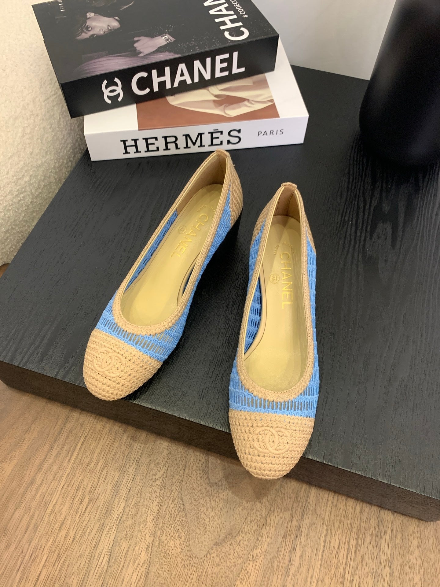 CC 25p Ballet Heel 50mm Blue Beige Raffia