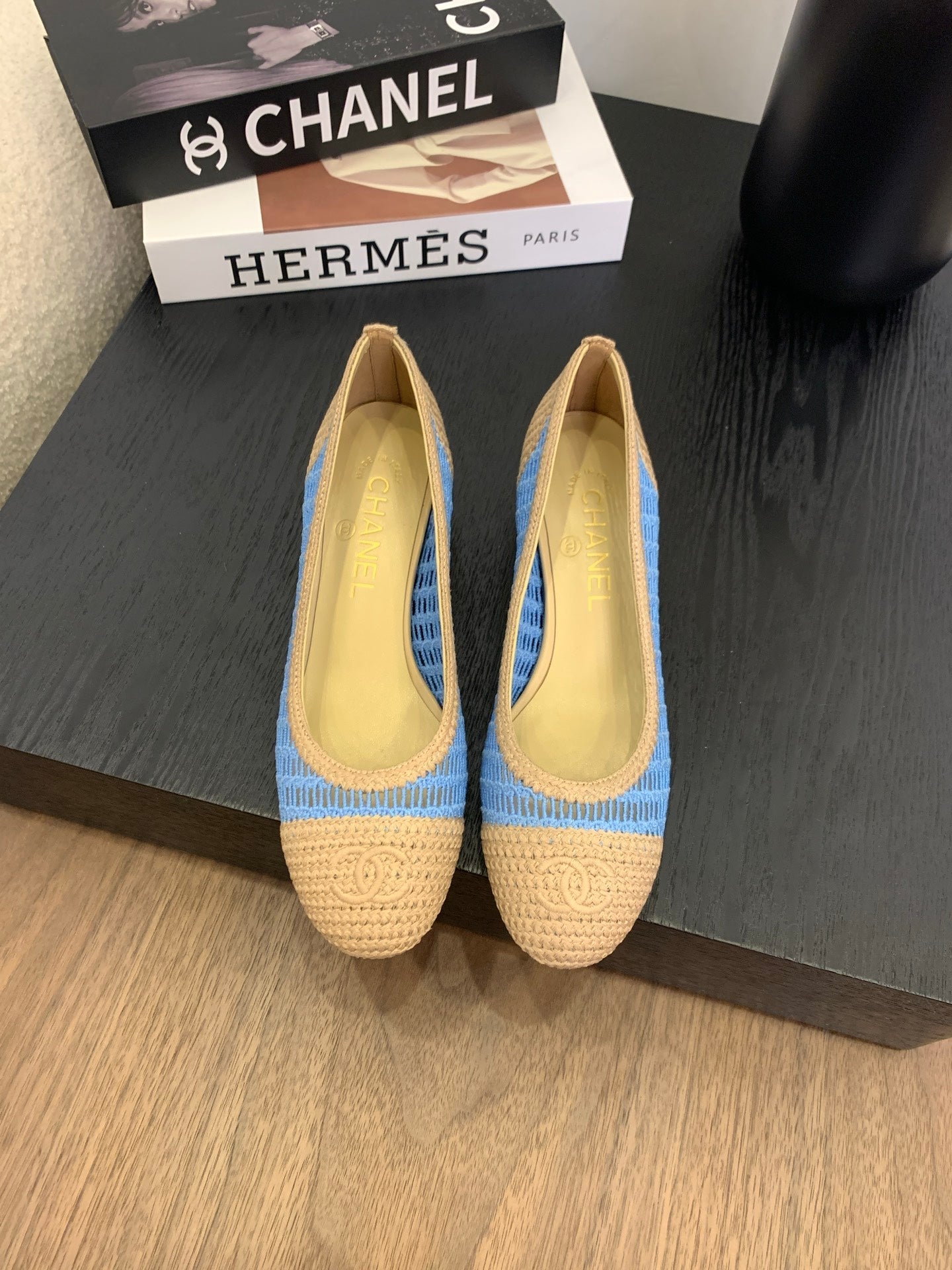 CC 25p Ballet Heel 50mm Blue Beige Raffia