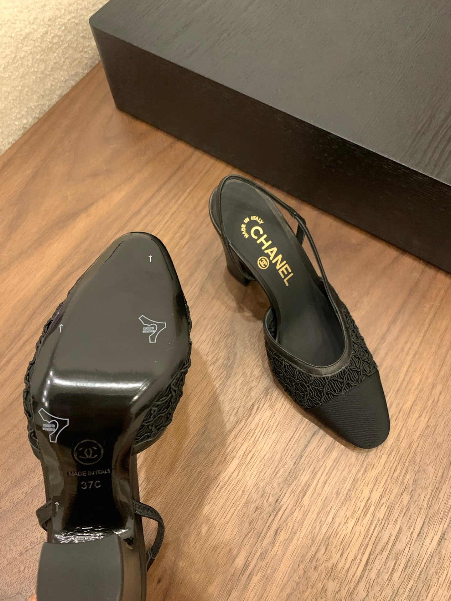 CC 25 Sandal Heel 85mm Black Fabric Grosgrain