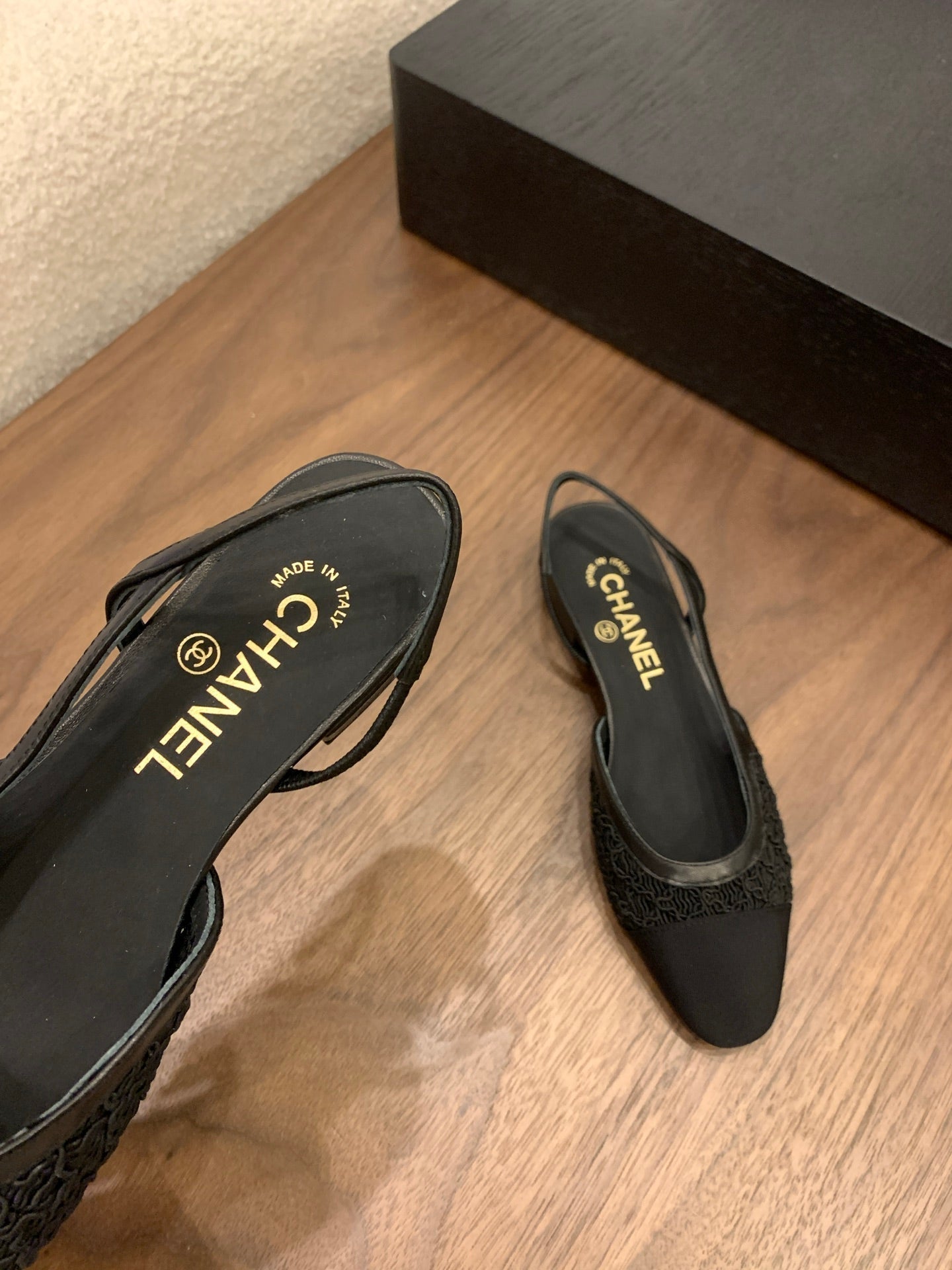 CC 25 Slingback Flat Black Fabric Grosgrain