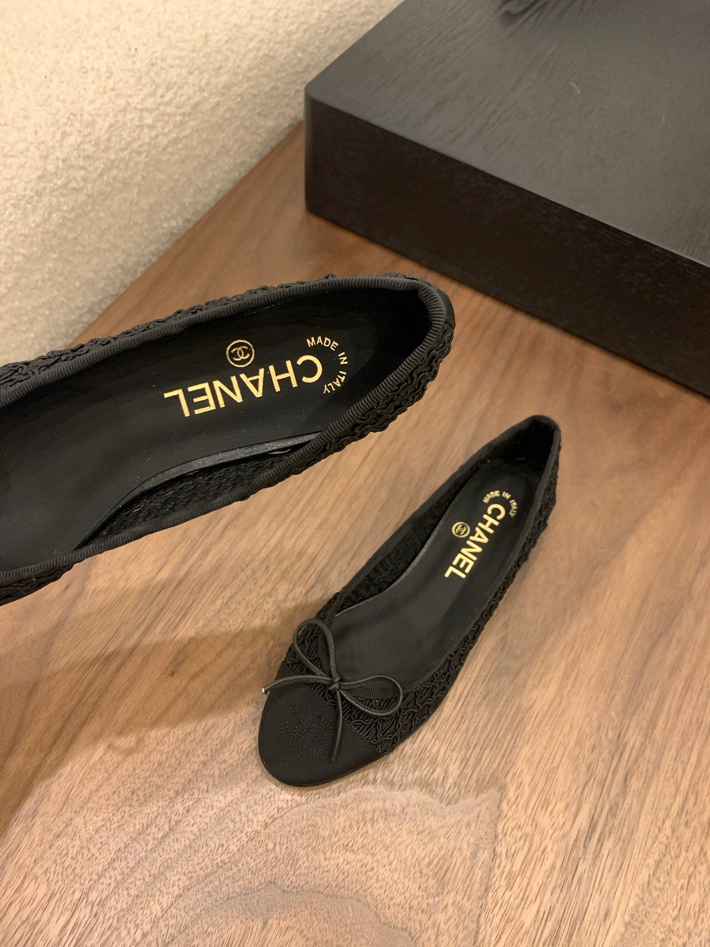 CC 25 Ballet Flat Black Fabric Grosgrain