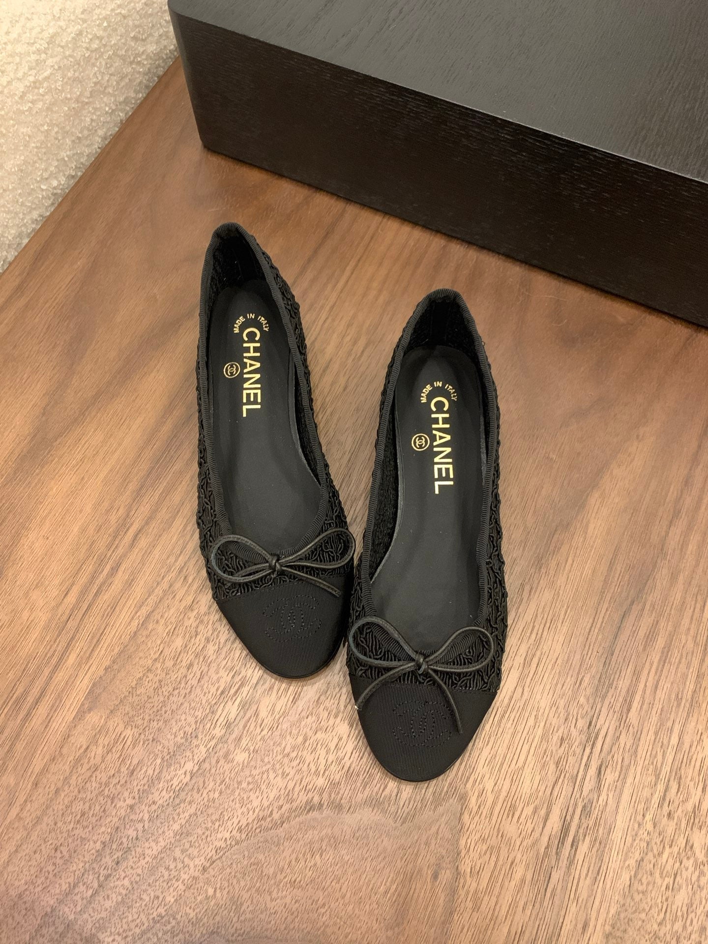 CC 25 Ballet Flat Black Fabric Grosgrain