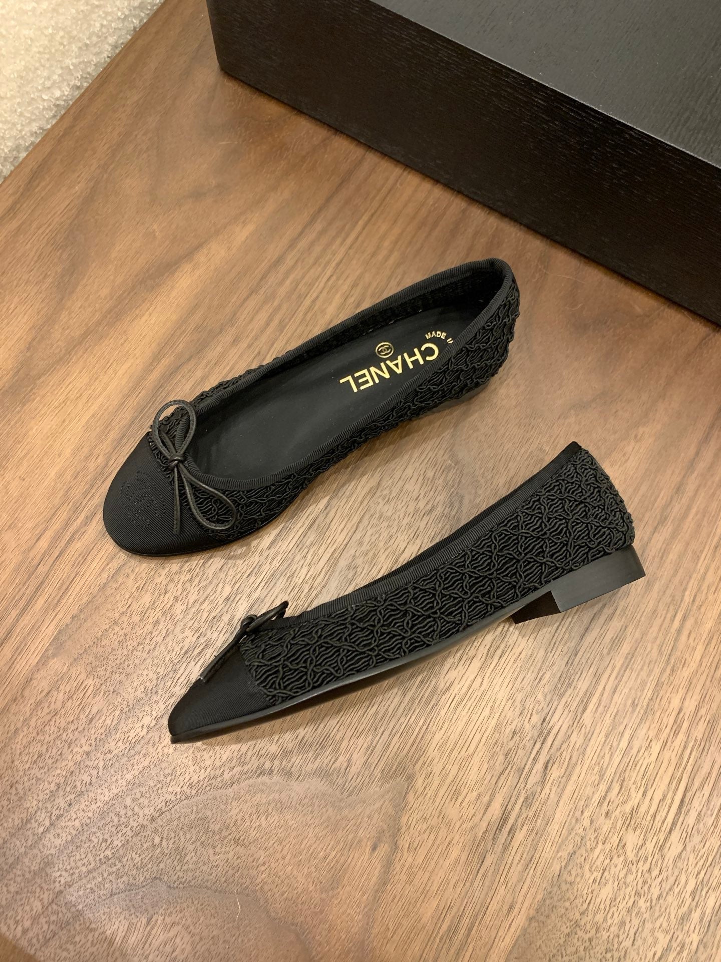 CC 25 Ballet Flat Black Fabric Grosgrain