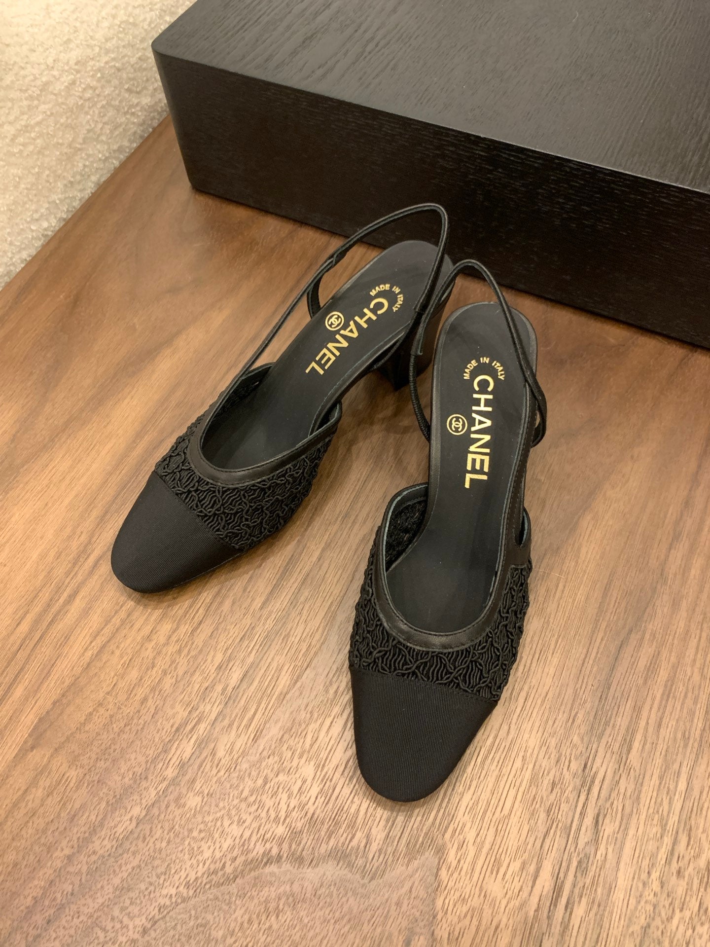 CC 25 Slingback 50mm Black Fabric Grosgrain
