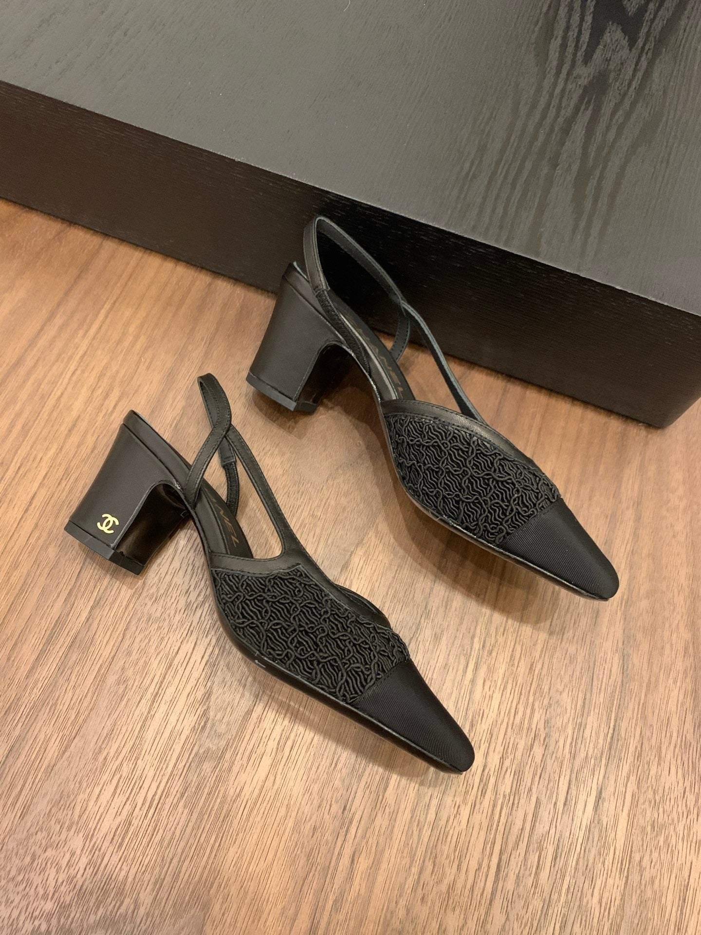 CC 25 Slingback 50mm Black Fabric Grosgrain