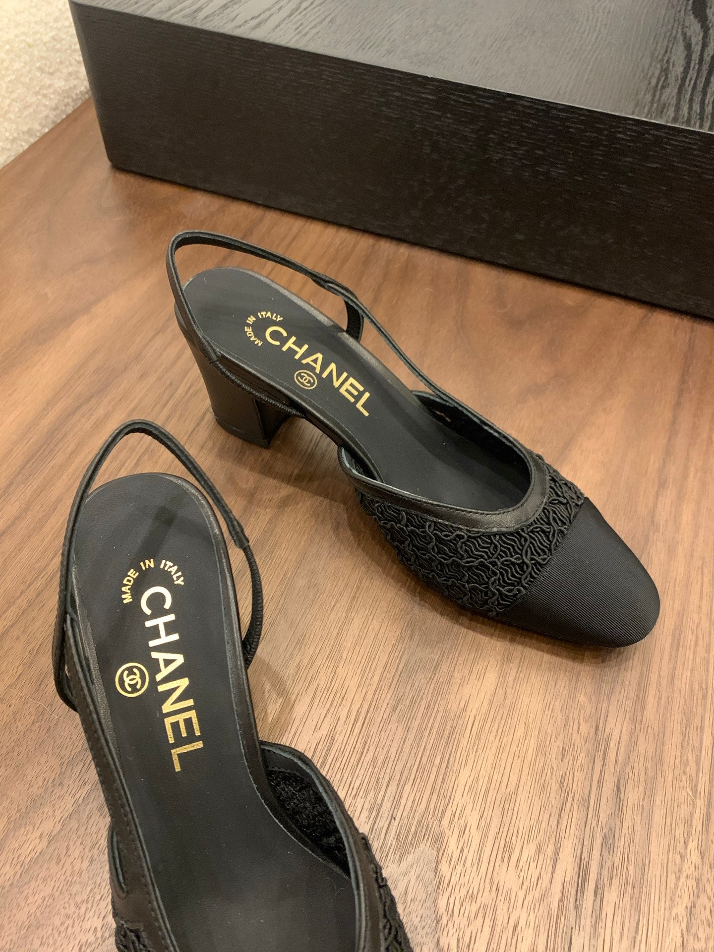 CC 25 Slingback 50mm Black Fabric Grosgrain