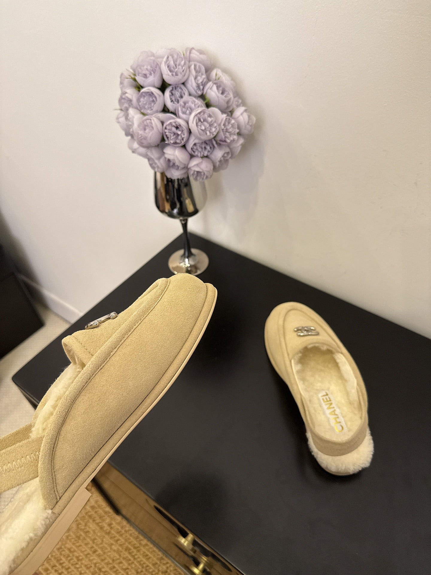 CC 25A Slingback Loafer Light Beige Sherpa Suede