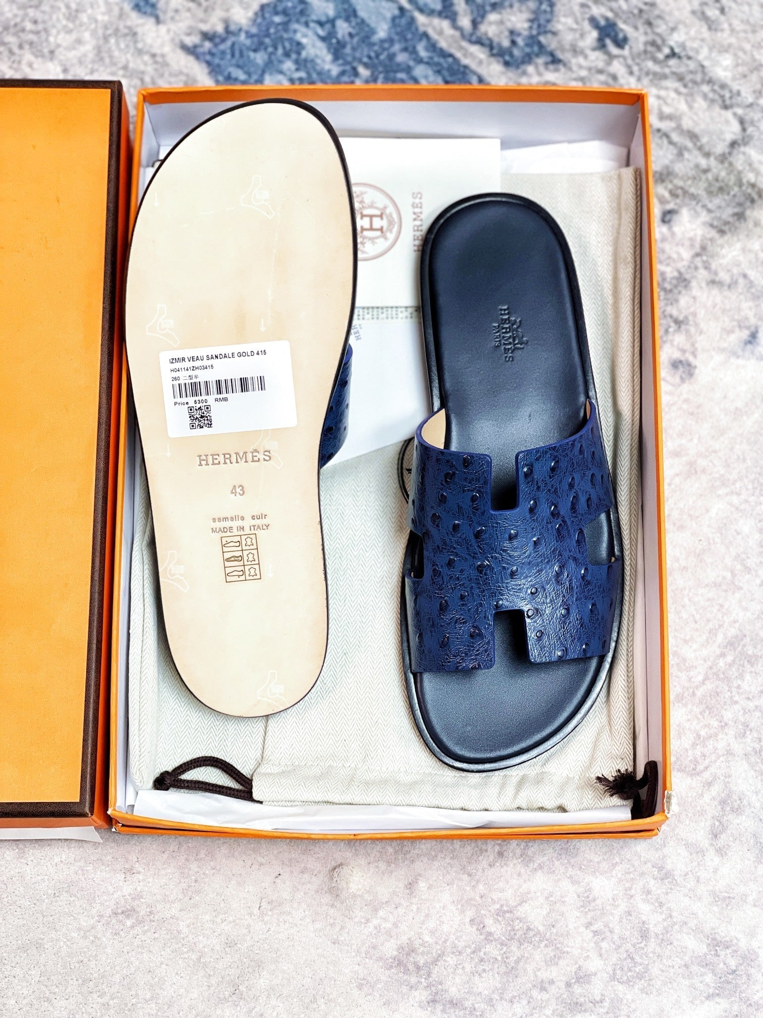 HM Men's Izmir Slide Blue Cowhide 231087