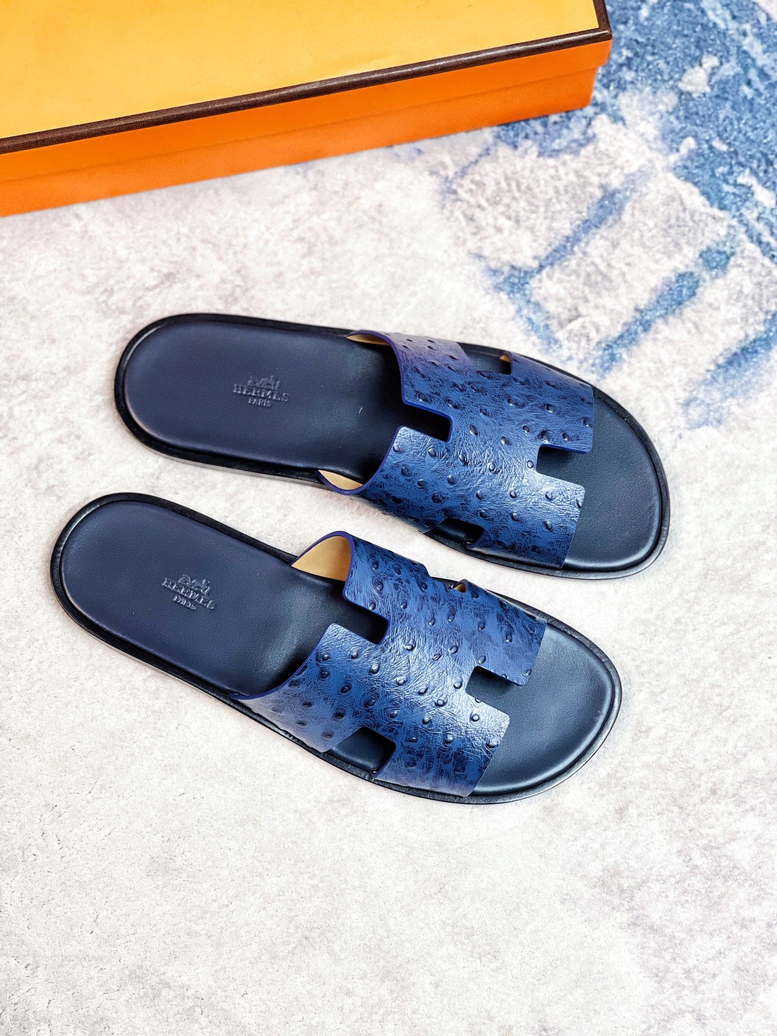 HM Men's Izmir Slide Blue Cowhide 231087