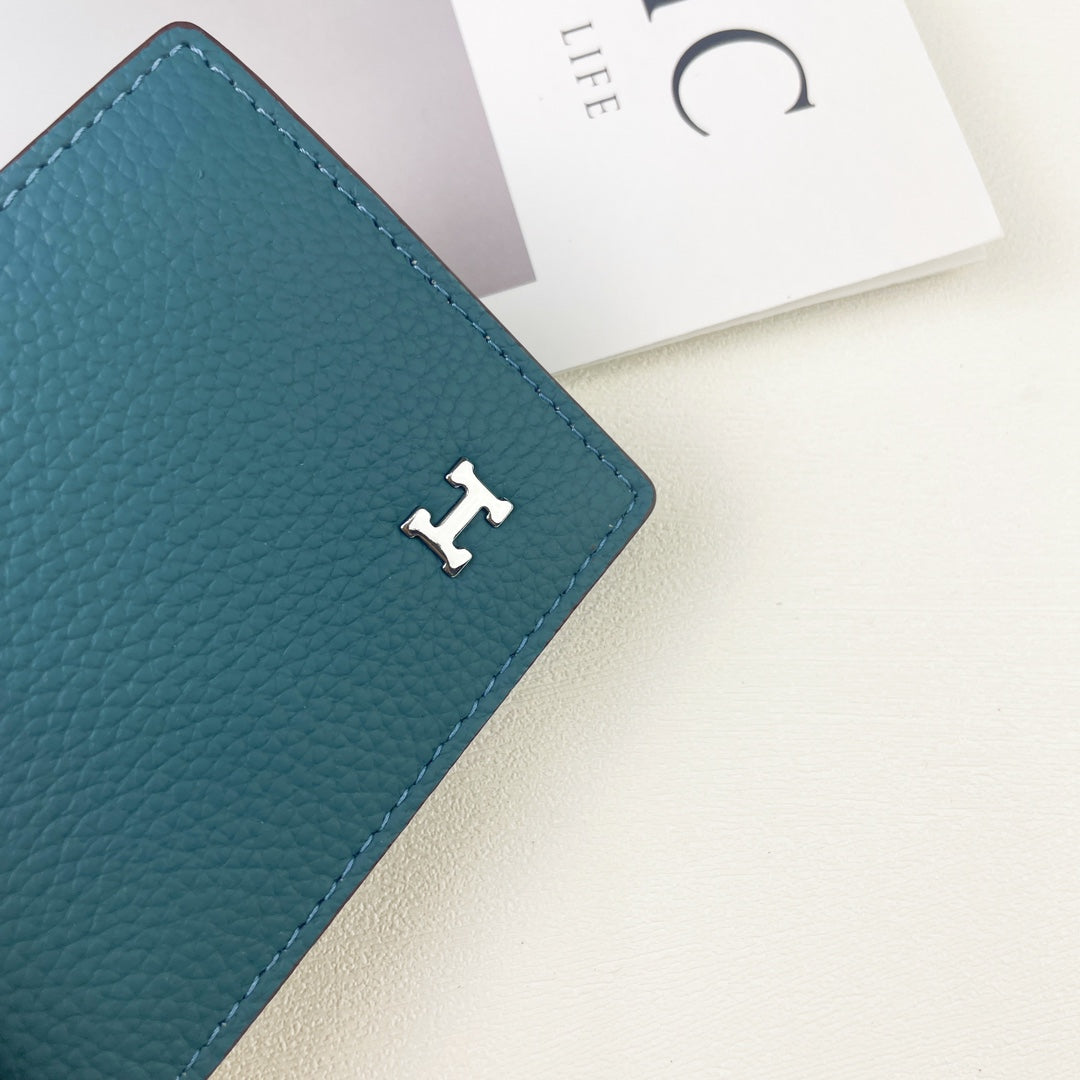 HM SILK’IN DOLLAR WALLET 11 CERULEAN GRAINED CALFSKIN