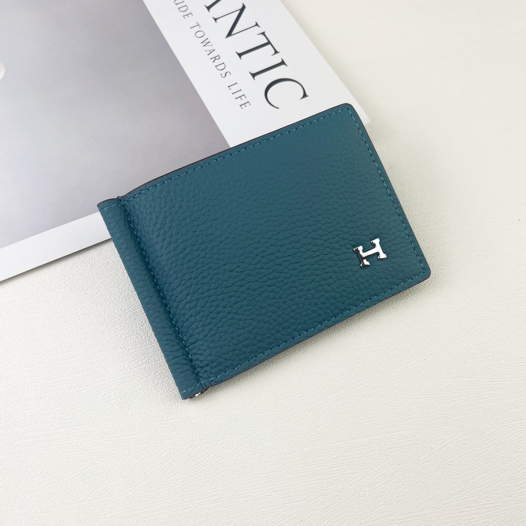 HM SILK’IN DOLLAR WALLET 11 CERULEAN GRAINED CALFSKIN
