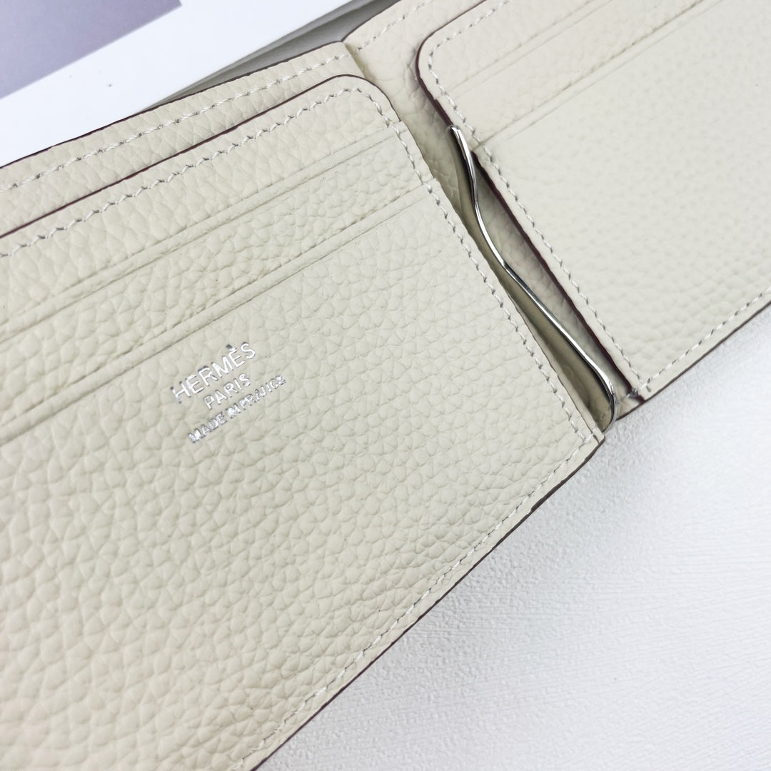 HM SILK’IN DOLLAR WALLET 11 WHITE GRAINED CALFSKIN