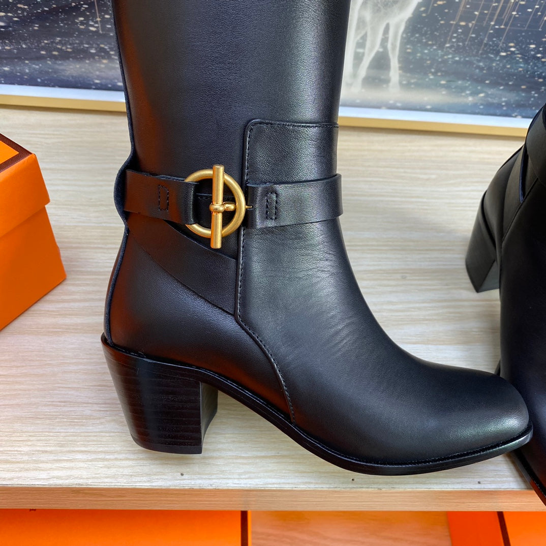 HM Justine Boot In Black Cowhide 987482