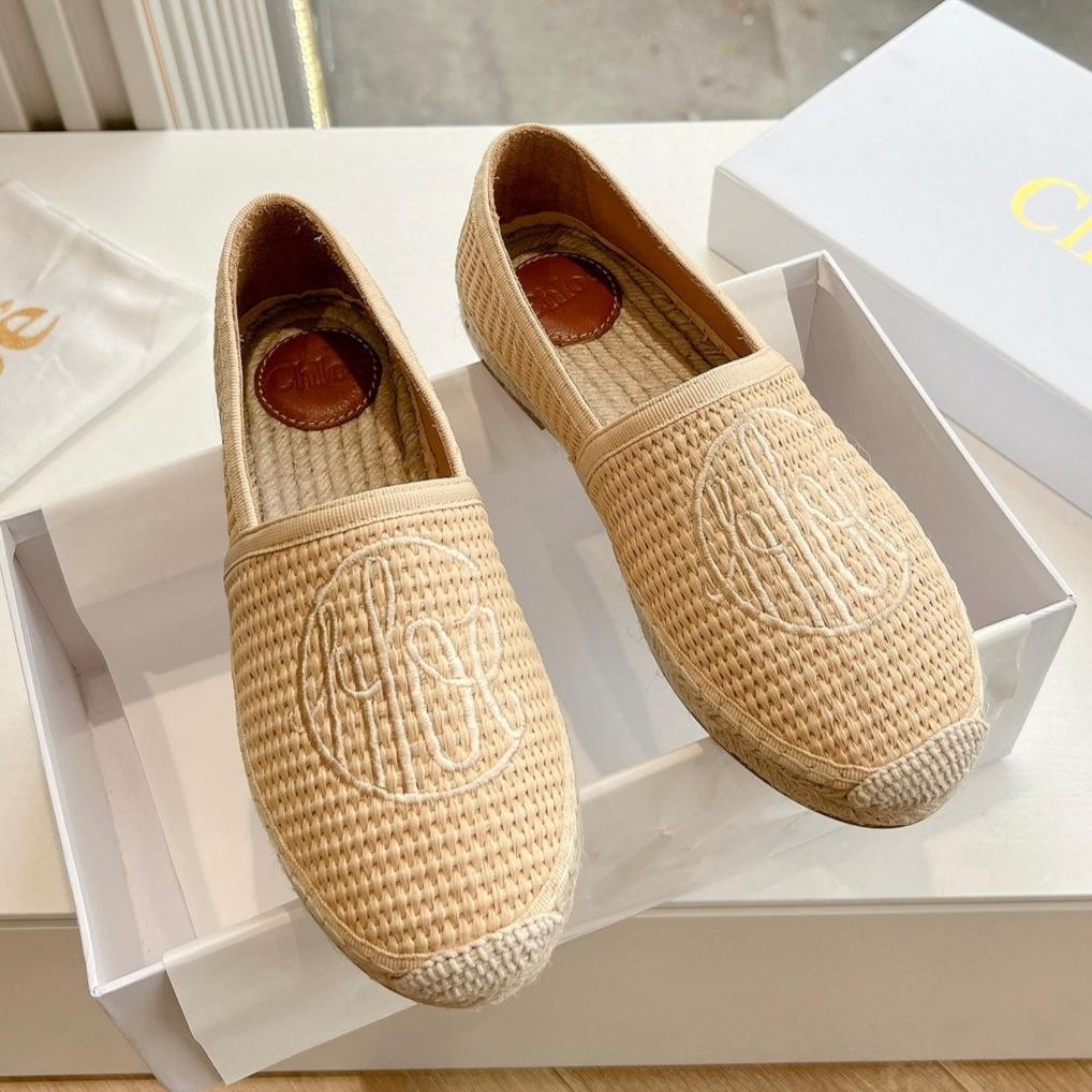 CHLOÃ‰ WOVEN LOAFER IN TAN BEIGE RAFFIA