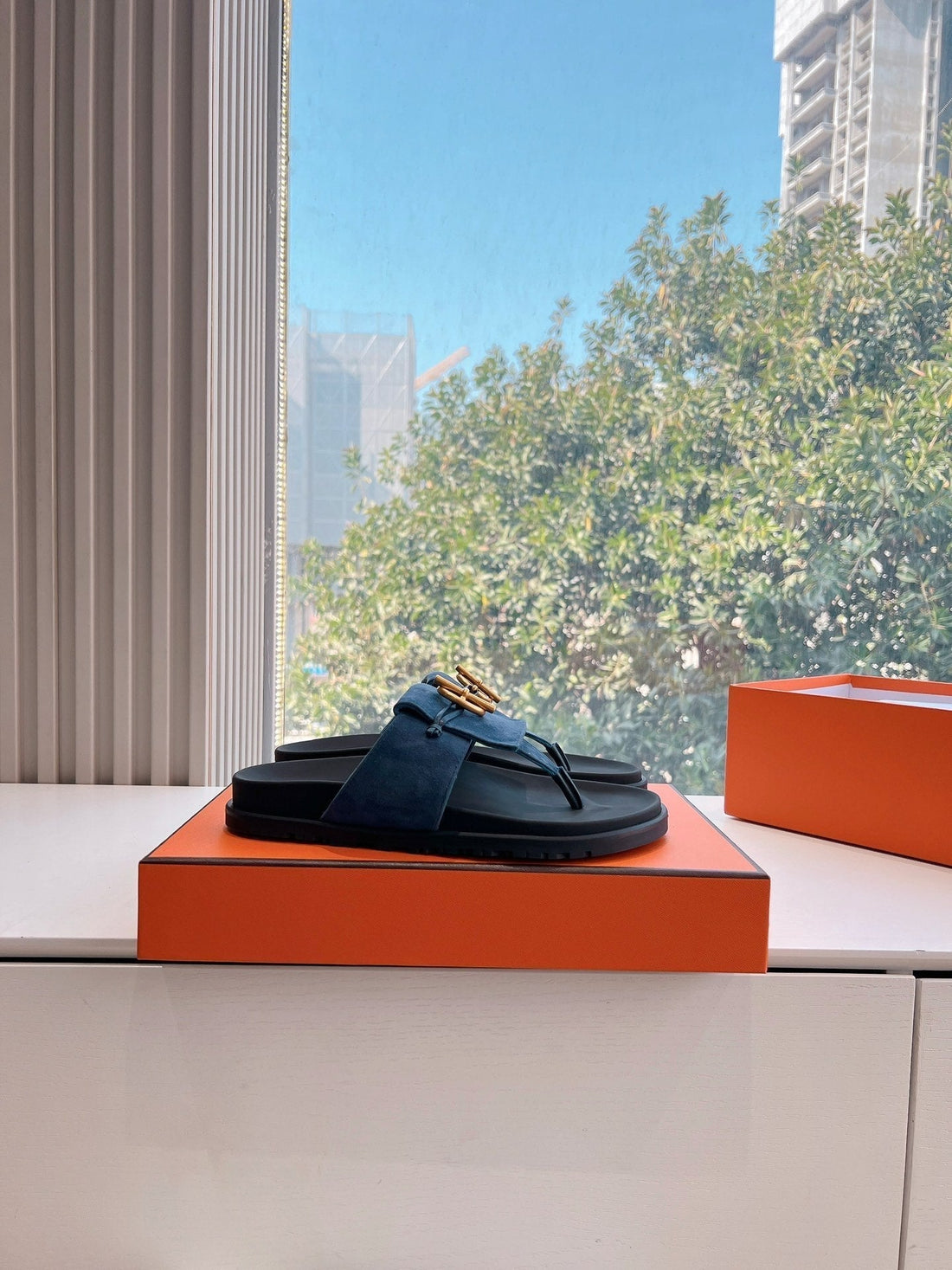 HM Joyce Sandals Black Blue Suede Lambskin 292600