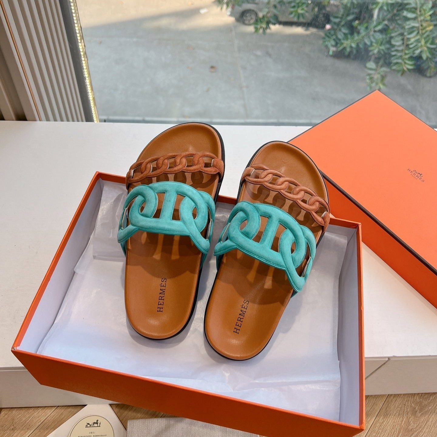 HM 25 Extra Sandal Blue Gold Calfskin