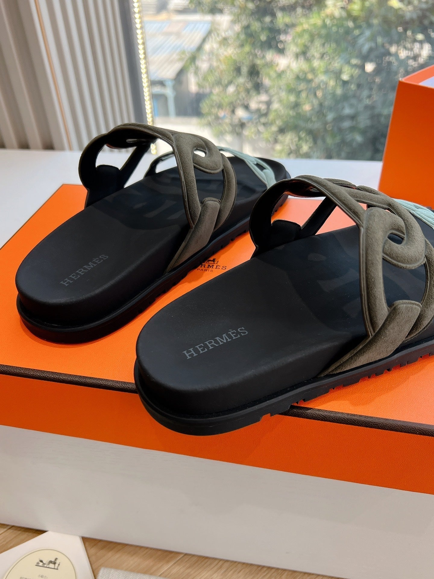 HM 25 Extra Sandal Khaki Tiffany Blue Calfskin