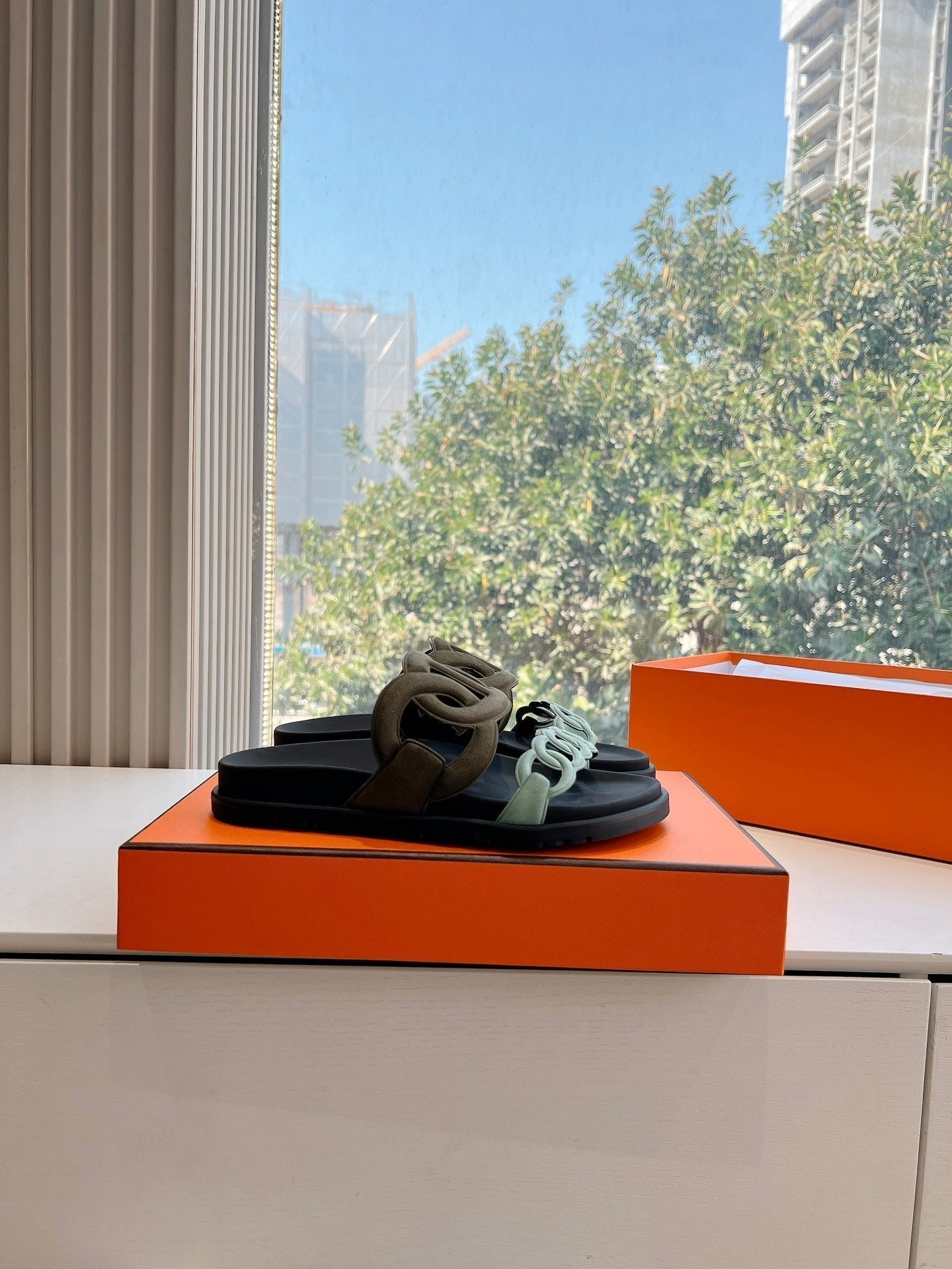 HM 25 Extra Sandal Khaki Tiffany Blue Calfskin