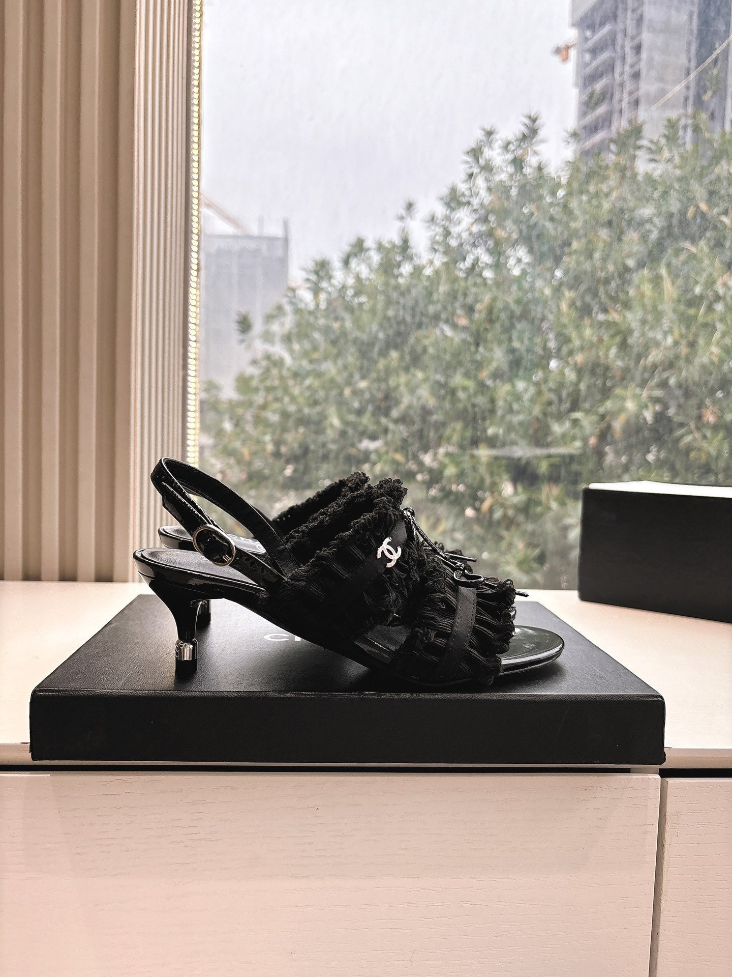 CC Sandals with bow tie Black 4,5cm Lambskin 202875