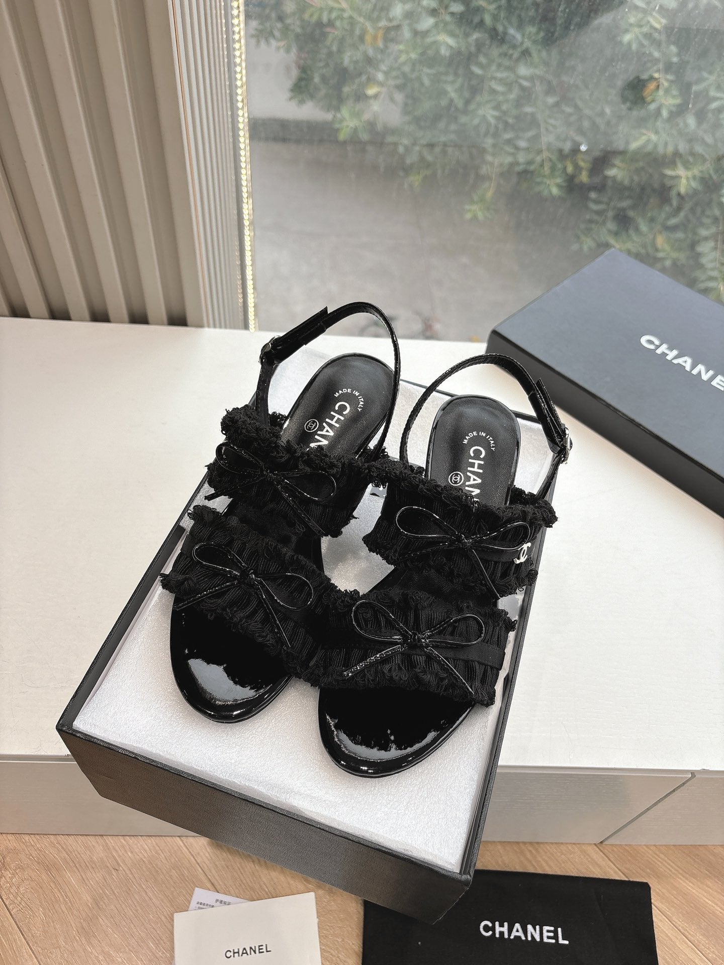 CC Sandals with bow tie Black 4,5cm Lambskin 202875