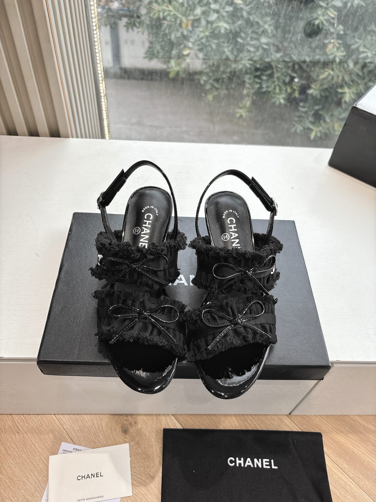 CC Sandals with bow tie Black 4,5cm Lambskin 202875