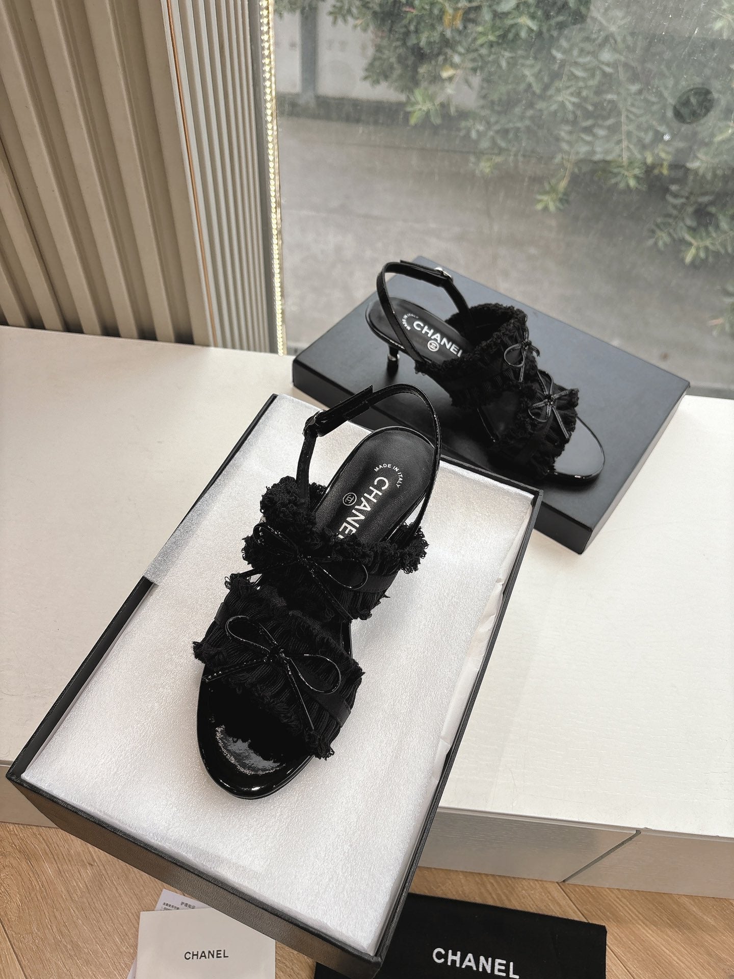 CC Sandals with bow tie Black 4,5cm Lambskin 202875