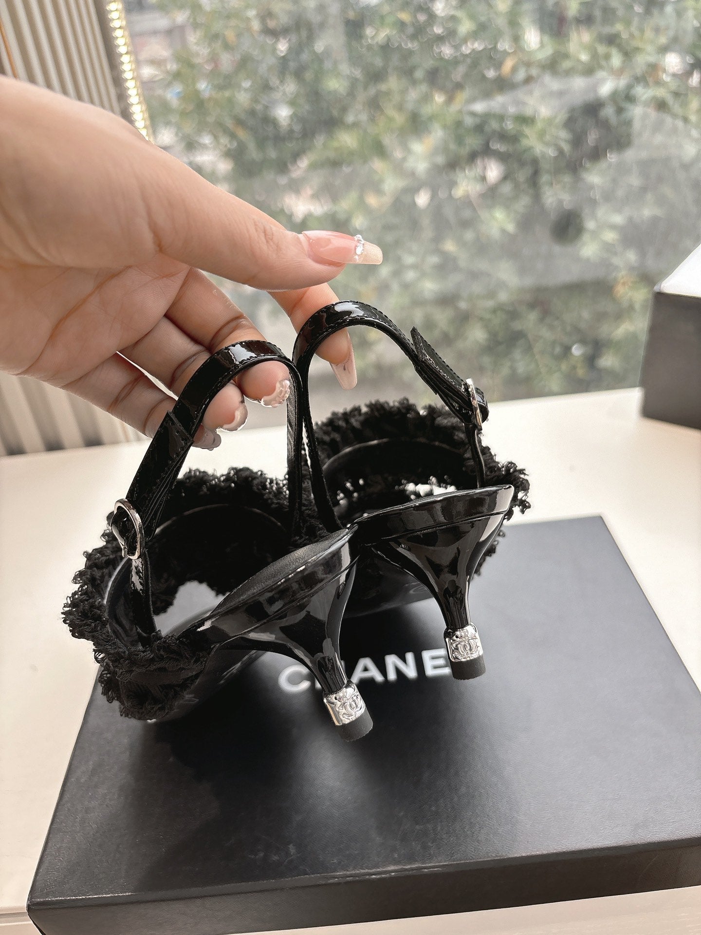 CC Sandals with bow tie Black 4,5cm Lambskin 202875