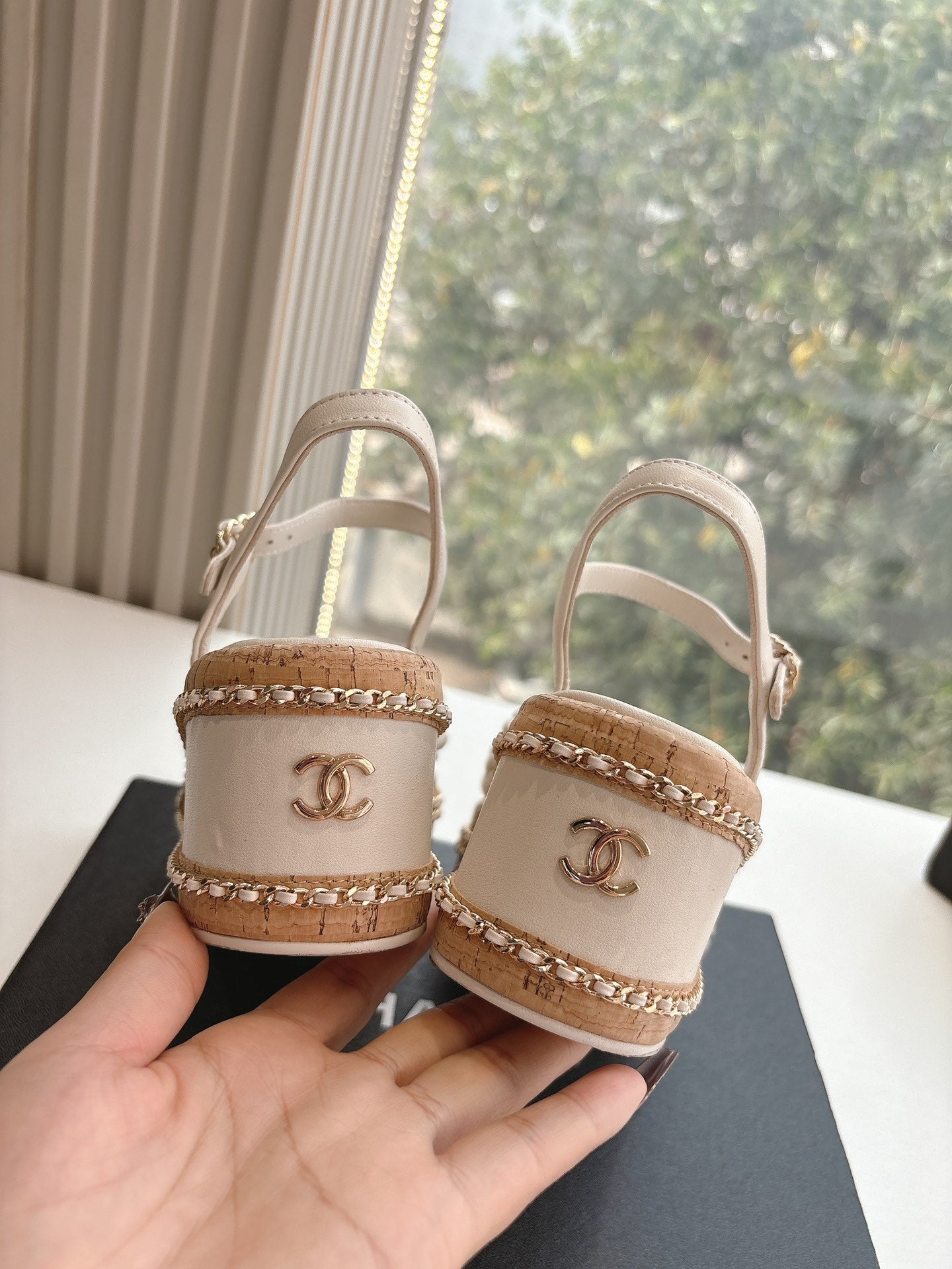 CC Mules Sandals Cream 6cm Lambskin 202886