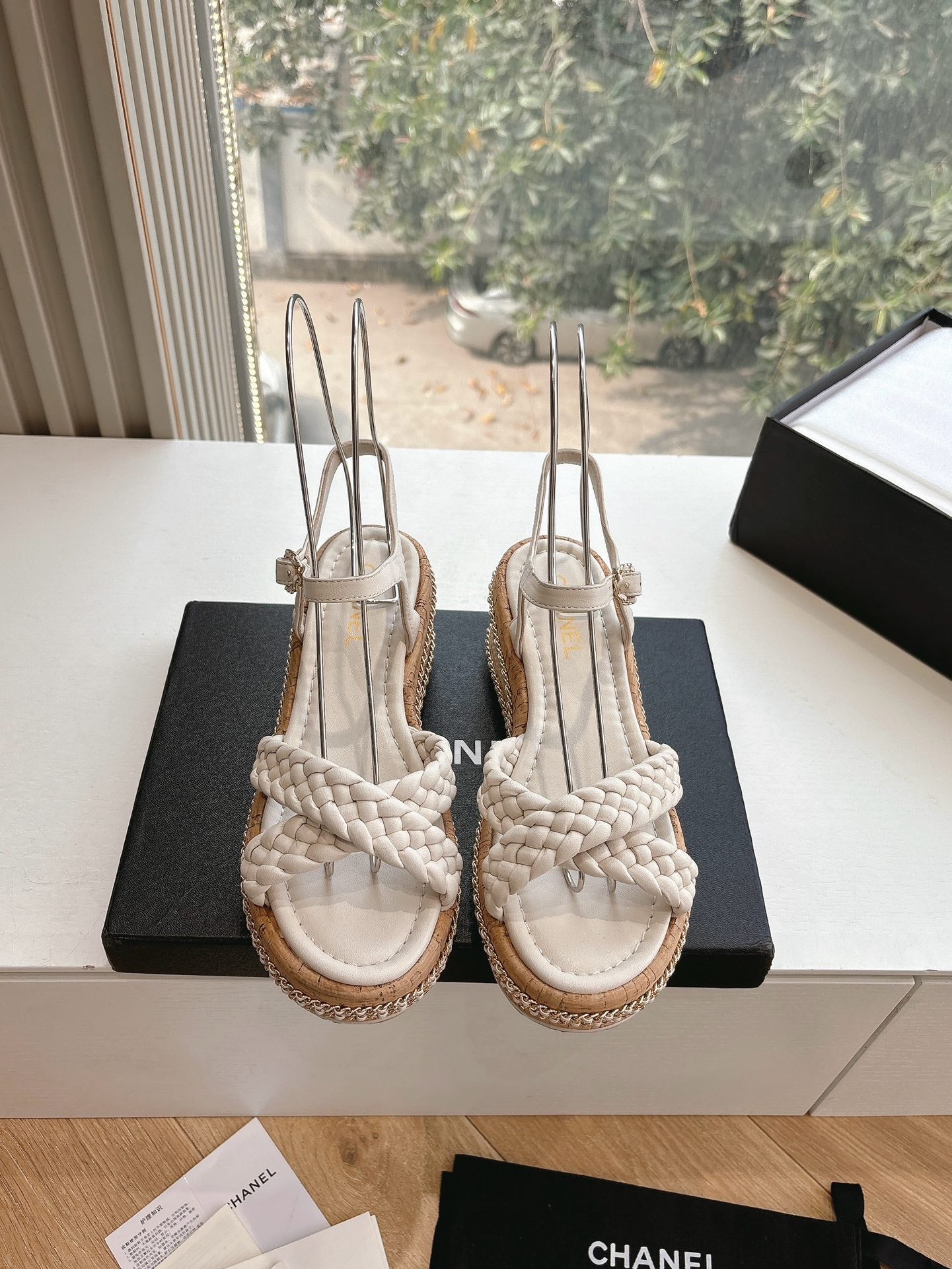 CC Mules Sandals Cream 6cm Lambskin 202886