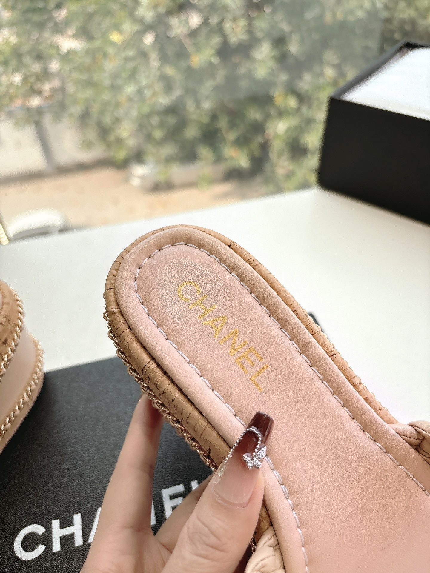 CC Sandals Pink original braided 6cm lambskin 202890