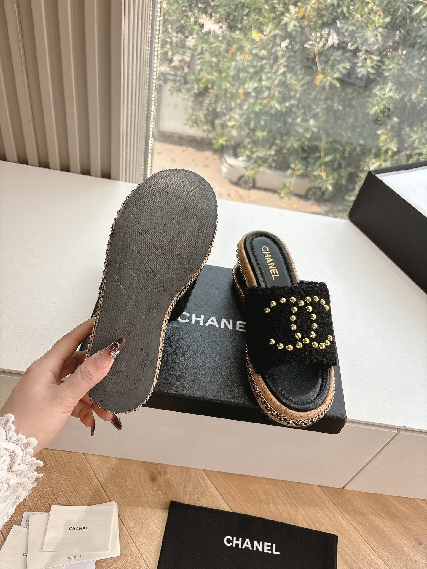 CC Sandals Black 6cm Lambskin 202896