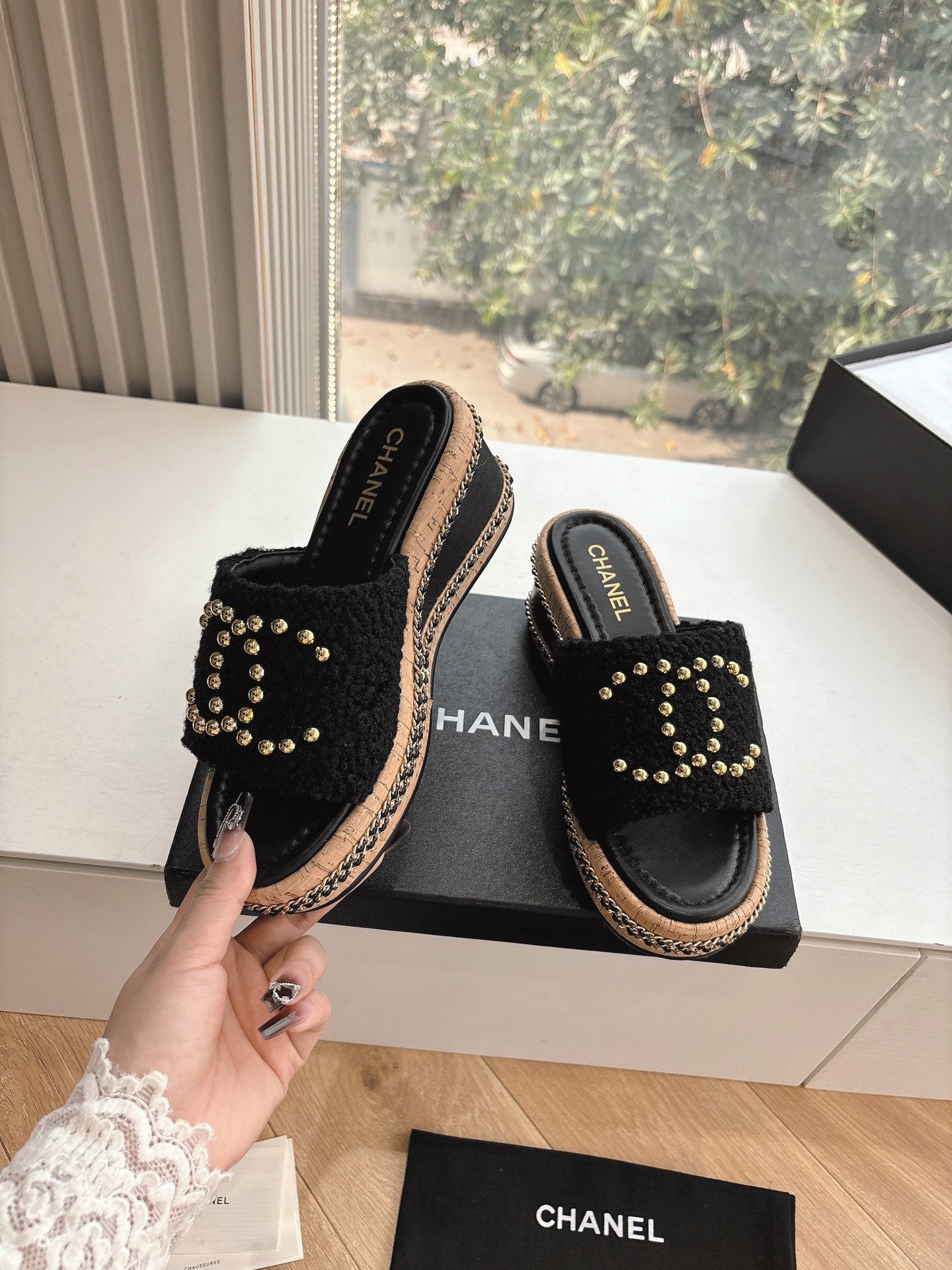 CC Sandals Black 6cm Lambskin 202896